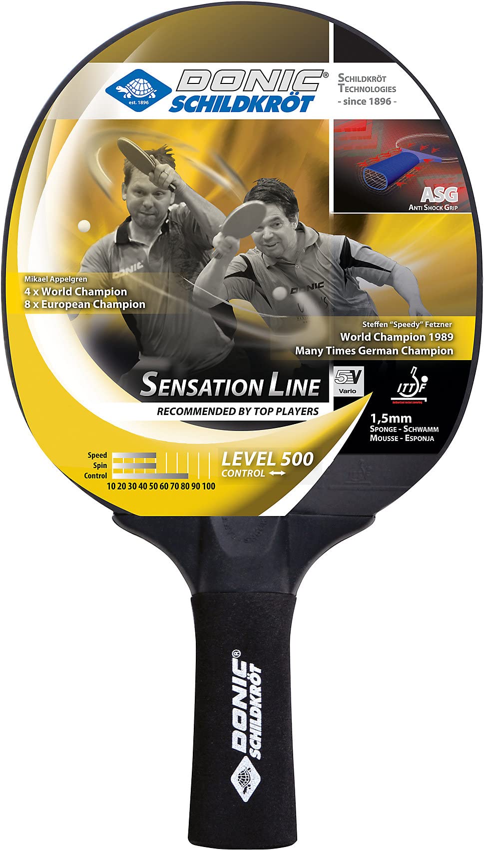 Donic Sensation Table Tennis Racket, Level 500 - Multi Color