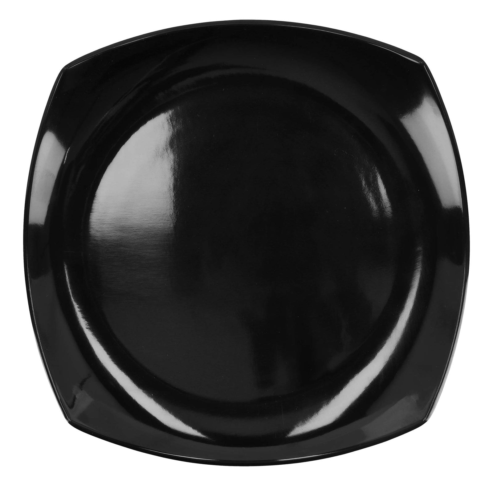 Royalford 1 piece 10.5-Inch Melamine Ware Square Dinner Plate - Maggie, Soup Plates Pasta | With Playful Classic Decoration Ideal For Soup, Deserts, Ice Cream & More, Black