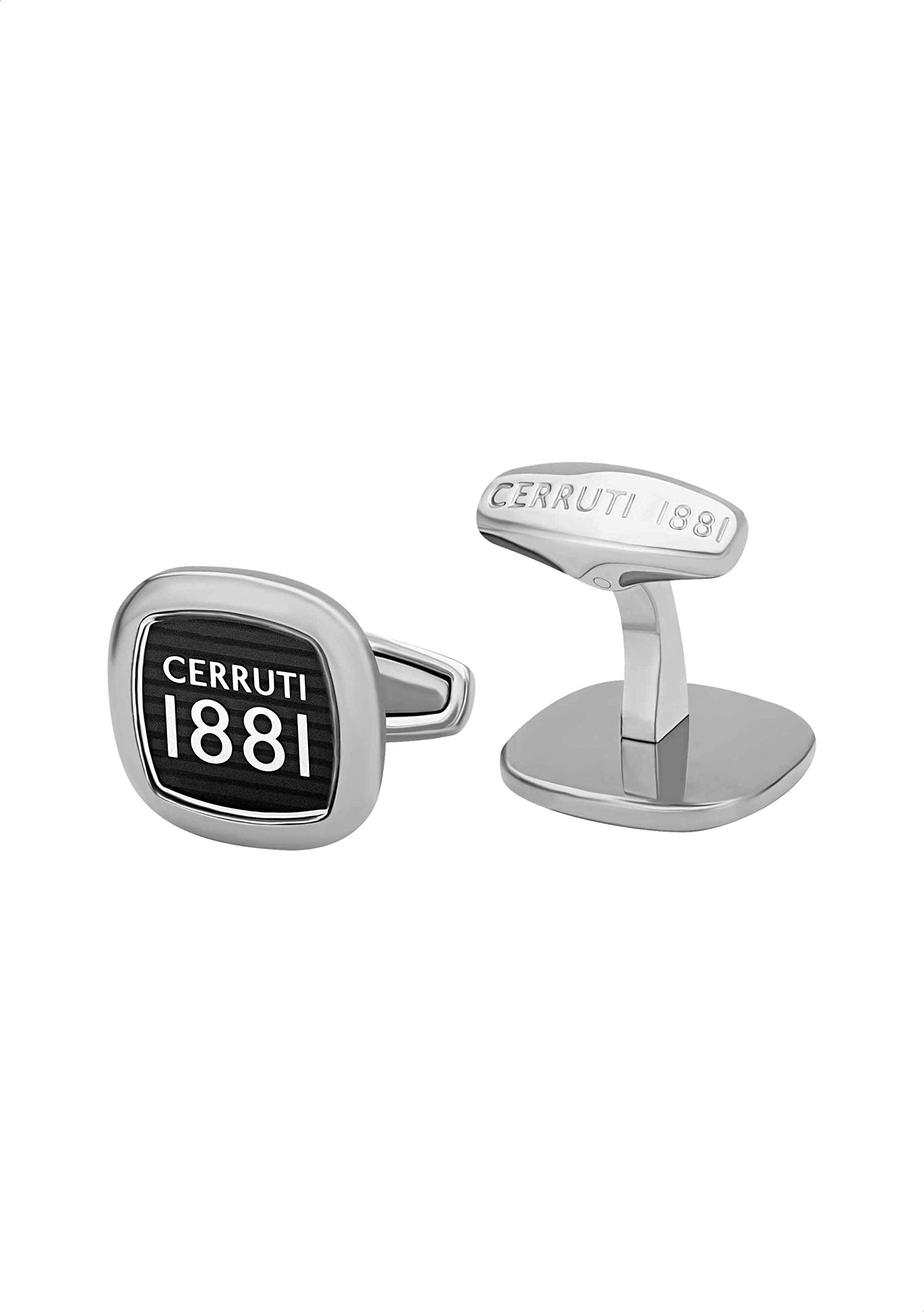 Cerruti 1881 Silver and Black Stainless Steel Cufflinks