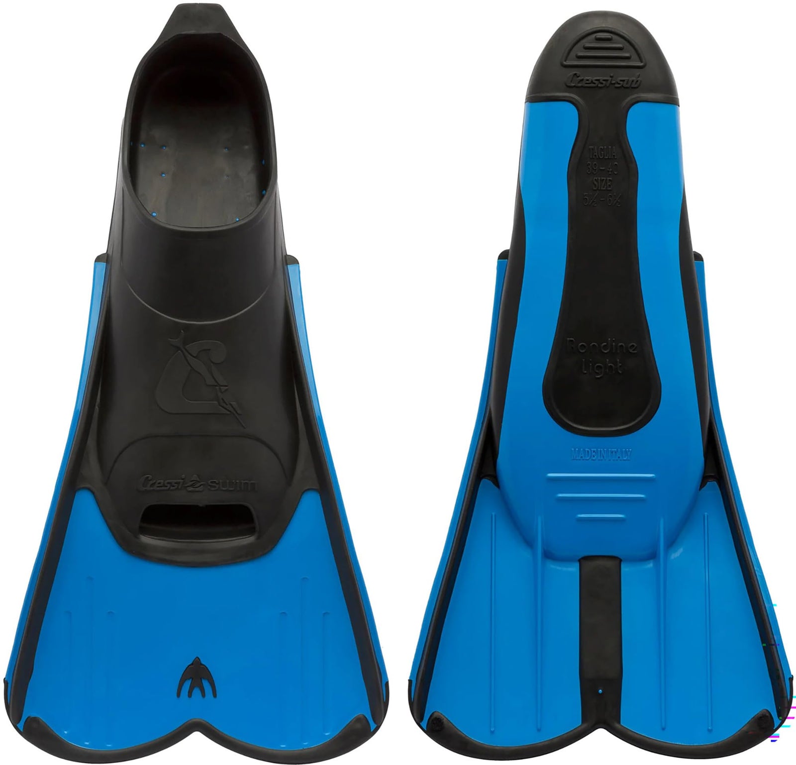 Cressi Short Full Foot Pocket Fins for Swimming or Training in the Pool and in the Sea - Light: made in Italy