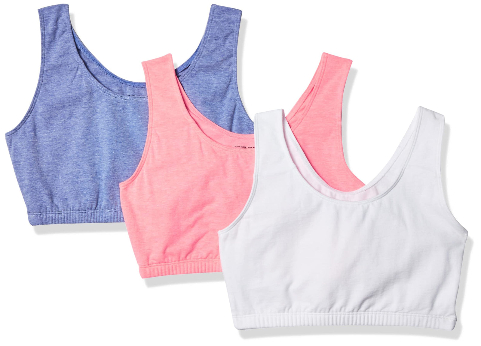 Fruit of the Loom Women's Built Up Tank Style Sports Bra Color: Heather Blue/Popsicle Pink/White Size: 42