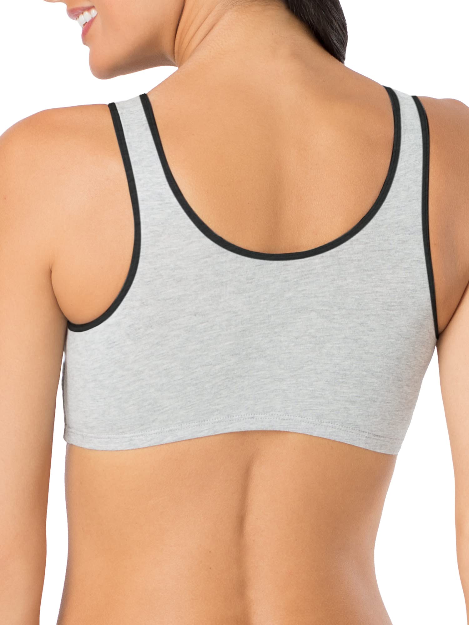 Fruit of the Loom Women's Built Up Tank Style Sports Bra Color: Heather Grey With Black/White/Black Size: 36