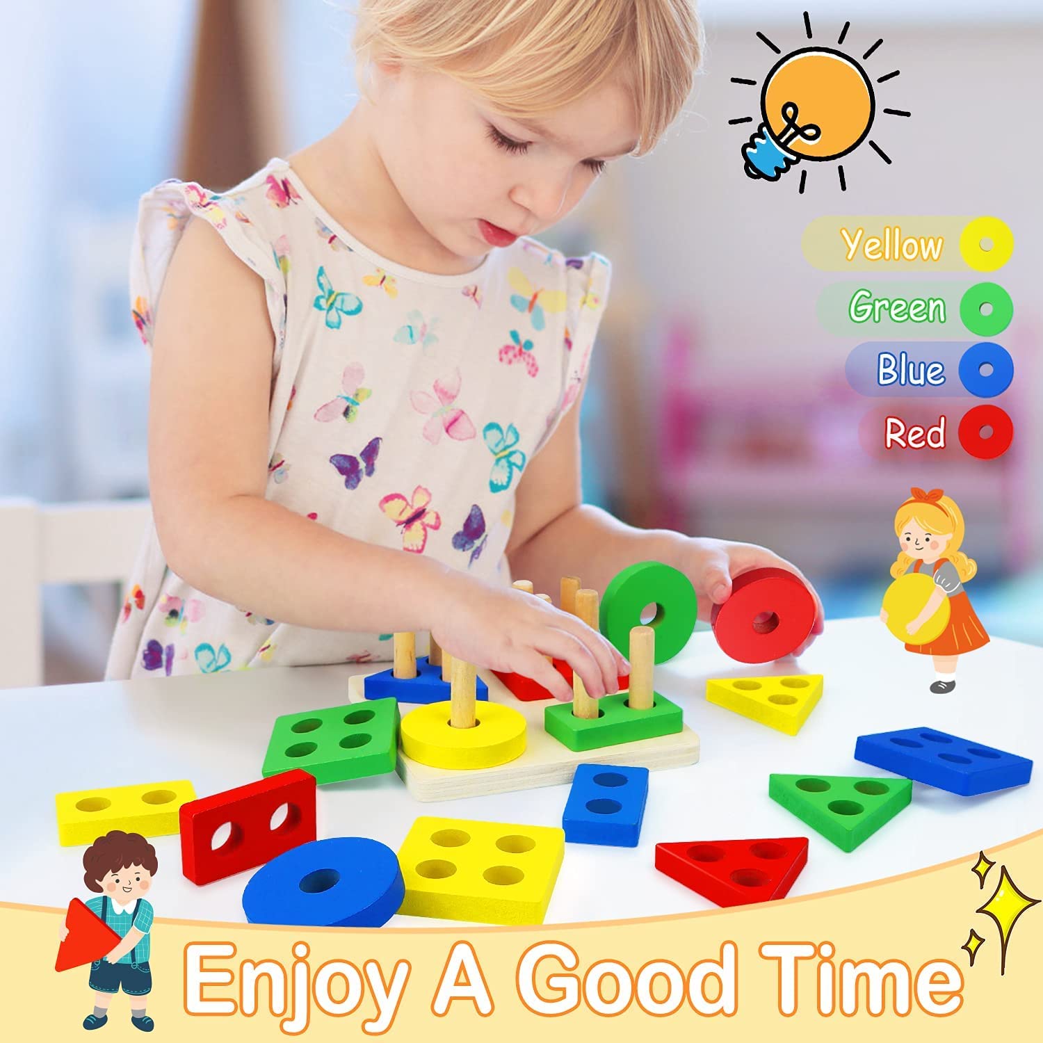 YelaJoy Wooden Stacking Montessori Toys