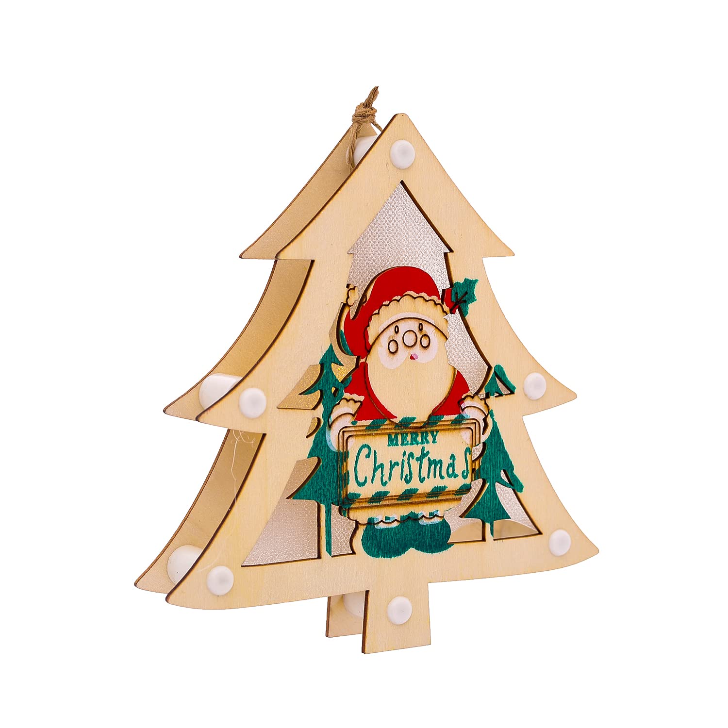 Wooden lighting christmas decoration tree design - multi color