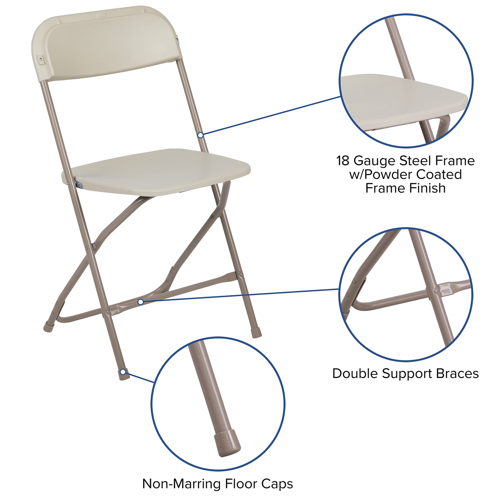 Flash Furniture Hercules™ Series Plastic Folding Chair - Beige - 6 Pack 650LB Weight Capacity Comfortable Event Chair-Lightweight Folding Chair