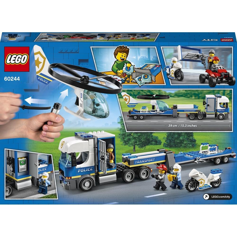 LEGO® City Police Helicopter Transport 60244 Building Blocks Police Toys Set (317 Pieces)