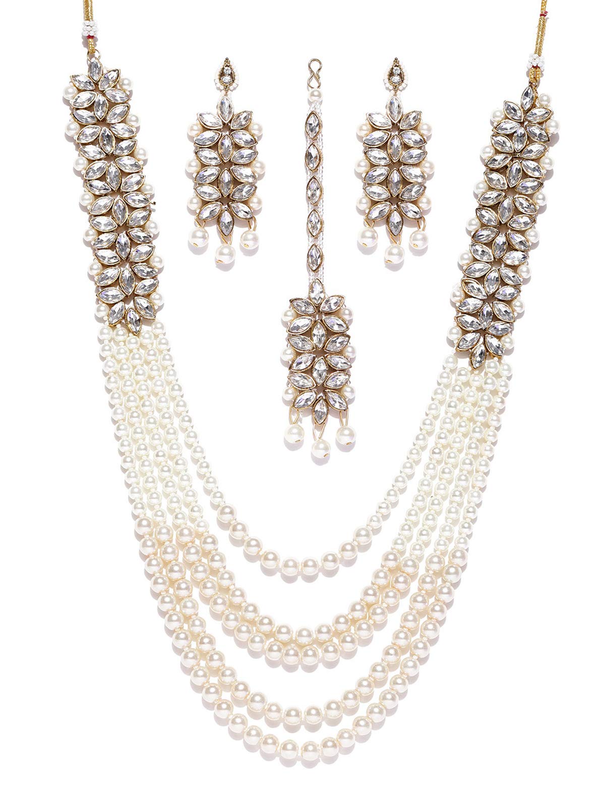 ZAVERI PEARLS Jewellery Set For Women (Golden)(Zpfk6989)