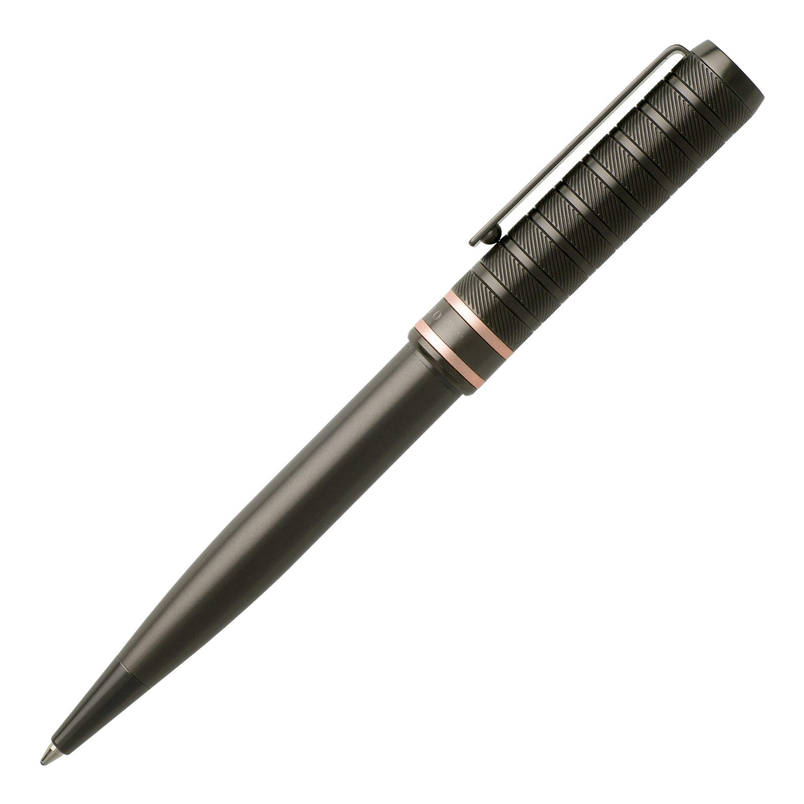 Hugo Boss HST8454D Level Structure Gun Ballpoint Pen - Black and Rose Gold