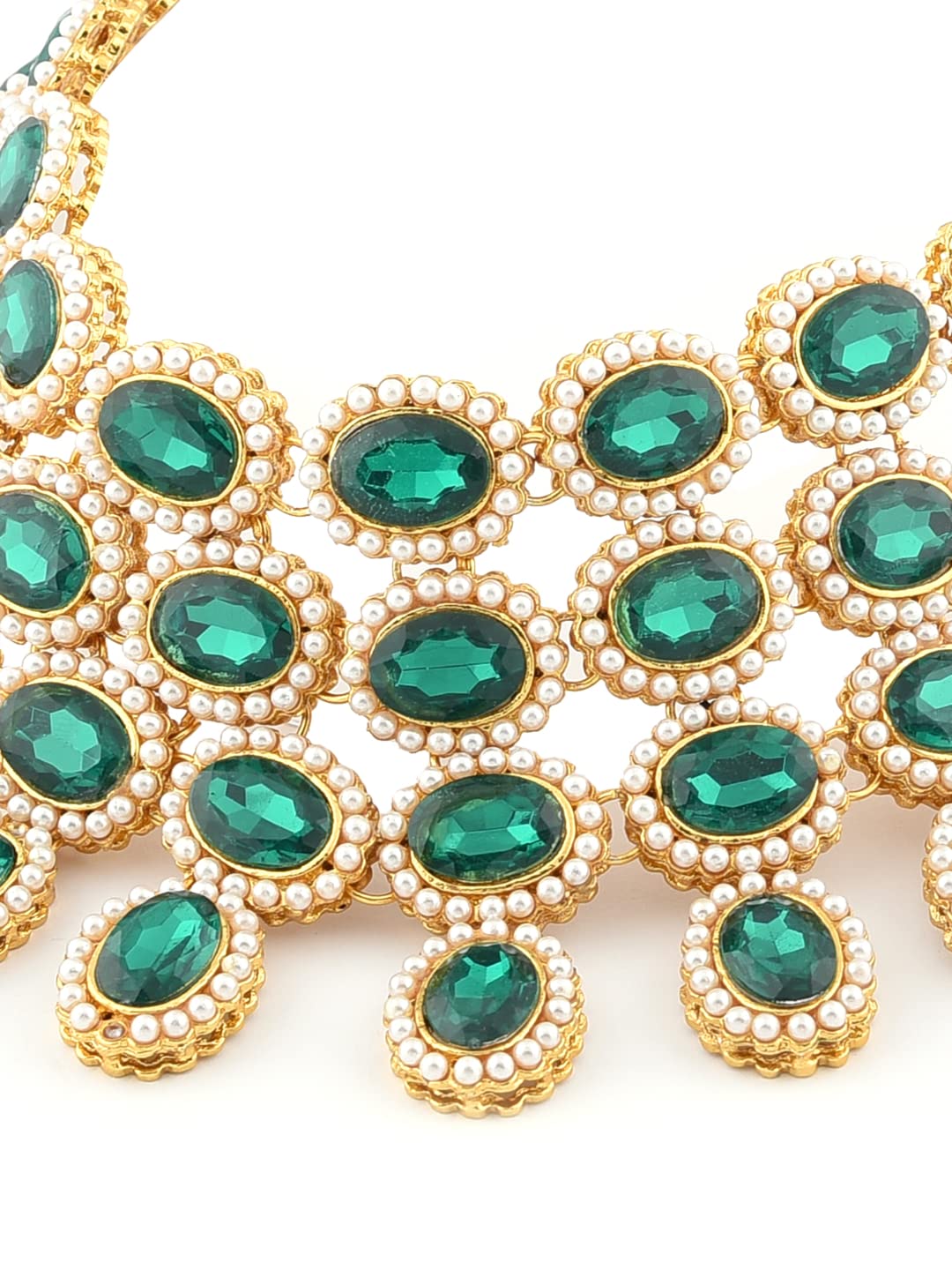 ZAVERI PEARLS Bridal Jewellery Set For Women (Green)(Zpfk8645)