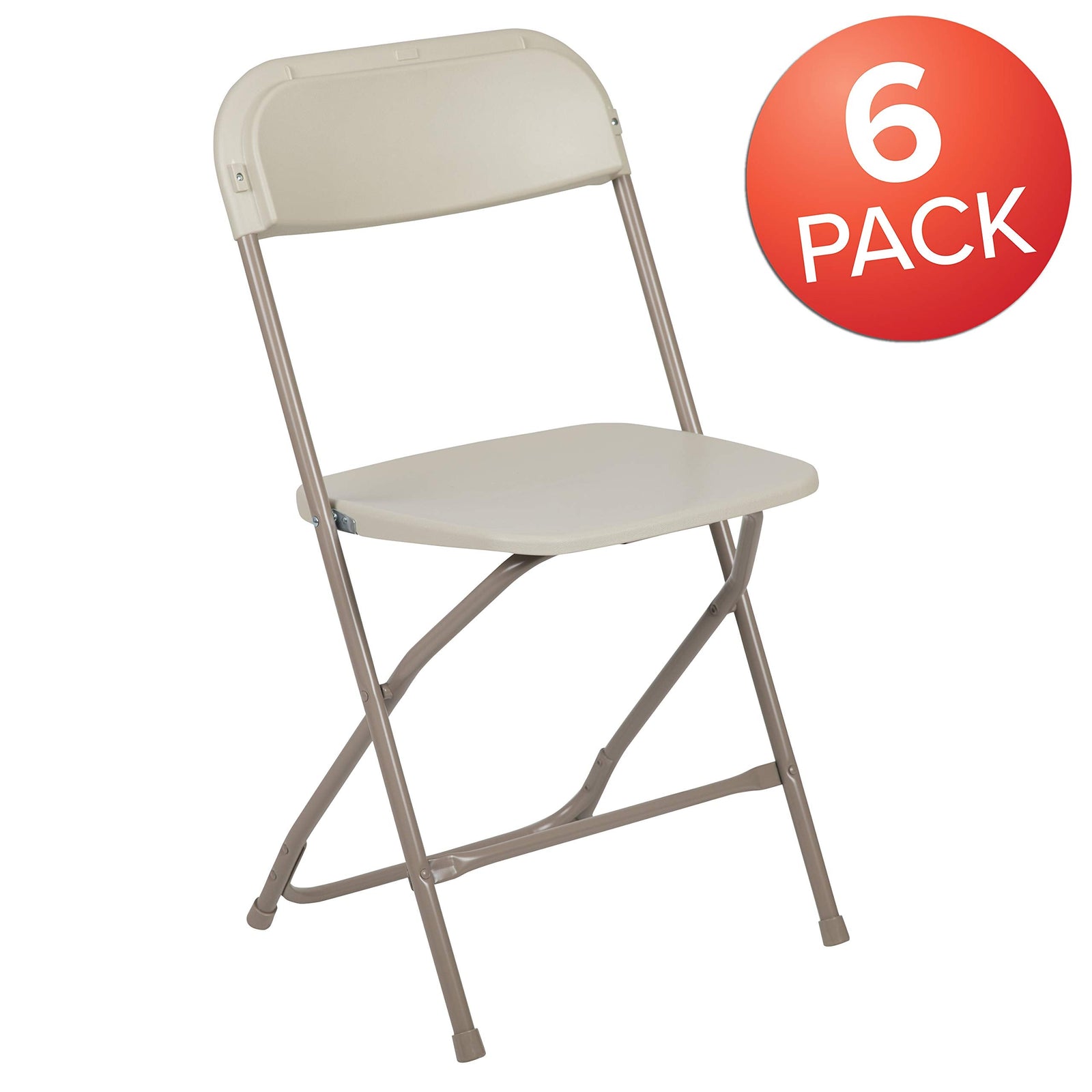 Flash Furniture Hercules™ Series Plastic Folding Chair - Beige - 6 Pack 650LB Weight Capacity Comfortable Event Chair-Lightweight Folding Chair