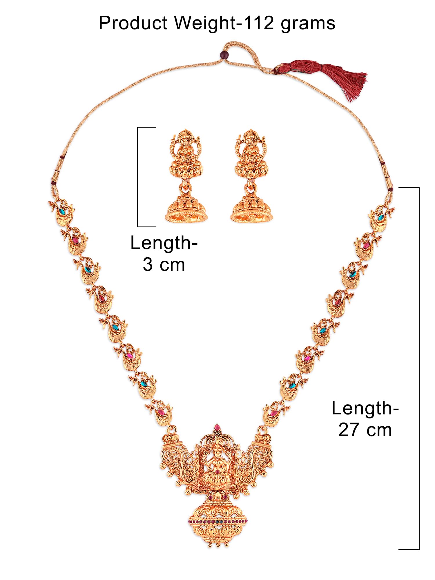 ZAVERI PEARLS Temple Jewellery Set For Women (Golden) (Zpfk7691)