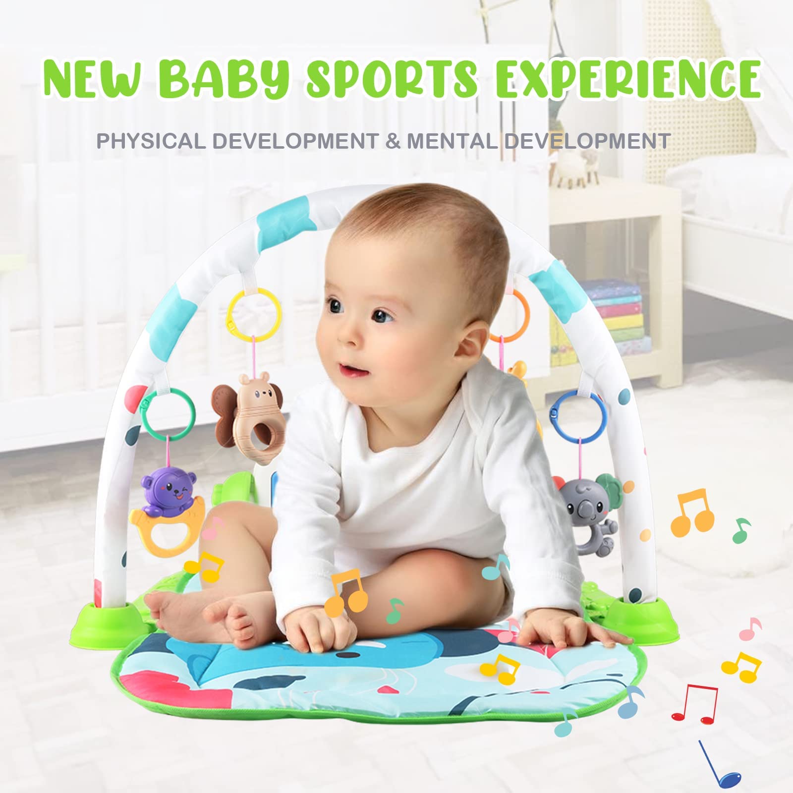 SKY-TOUCH Baby Play Mats: Kick and Play Piano Gym with Music and Lights