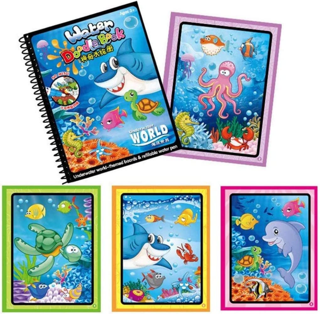 Mumoo Bear Magic Water Colouring Book for Children Reusable Water Drawing Book with Magic Pen Early Education Doodle Painting Toys for Kids Toddlers