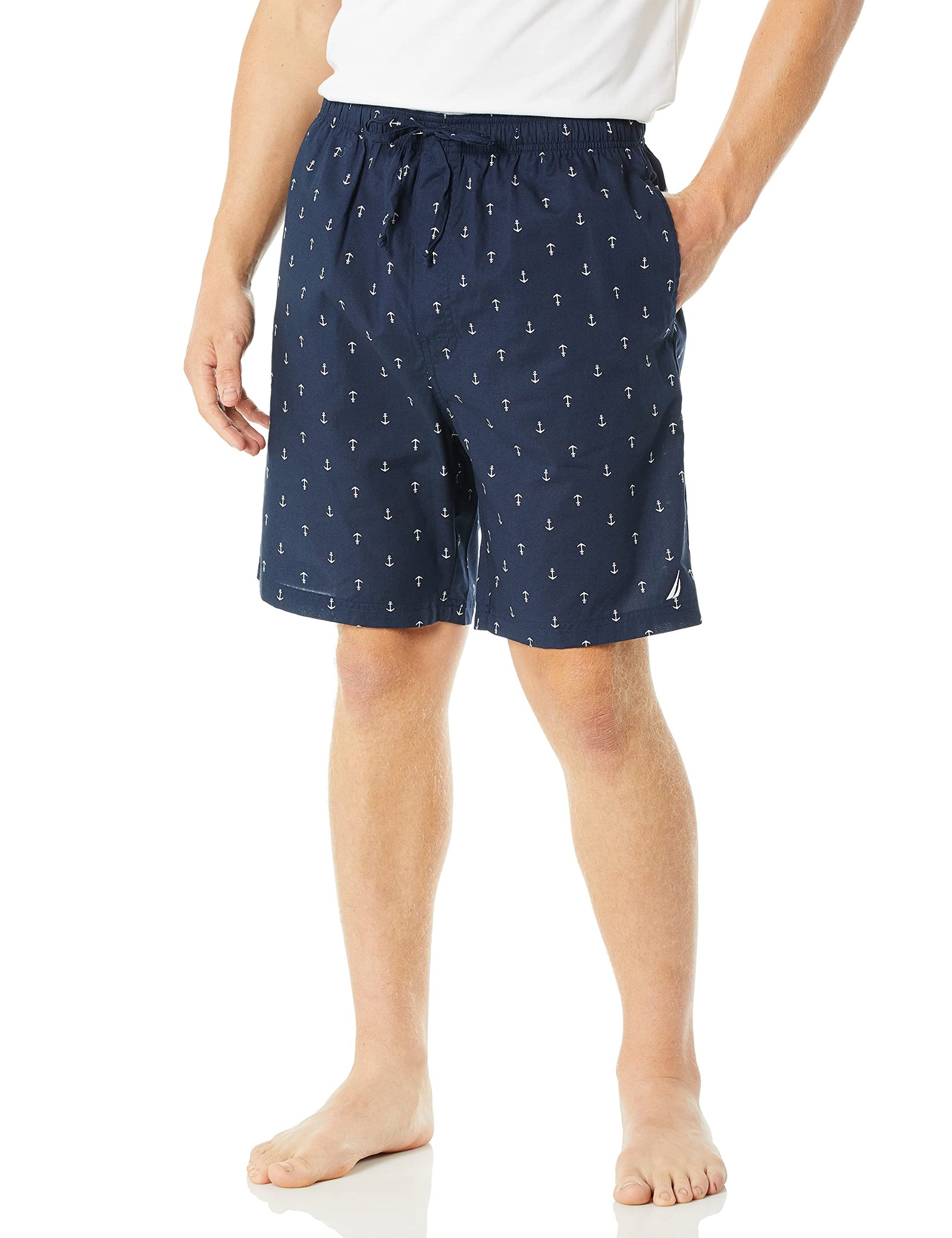 Nautica mens Soft Woven 100% Cotton Elastic Waistband Sleep Pajama Short Soft Woven 100% Cotton Elastic Waistband Sleep Pajama Short