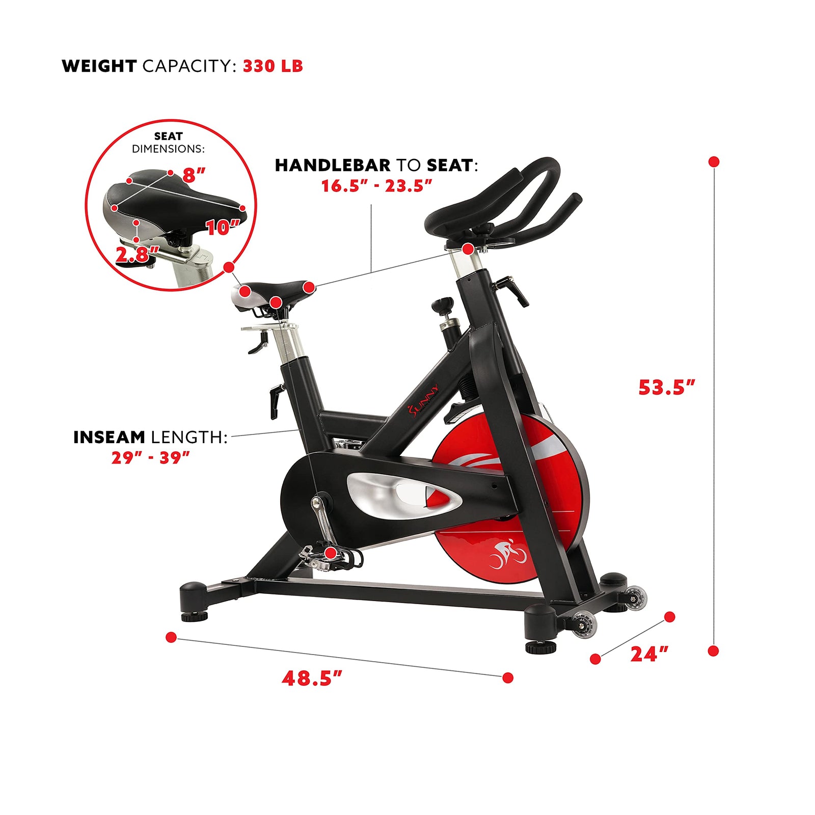 Sunny Health & Fitness Unisex Adult Sf-B1714 Evolution Pro Magnetic Belt Drive Indoor Cycling Bike - Black, One Size