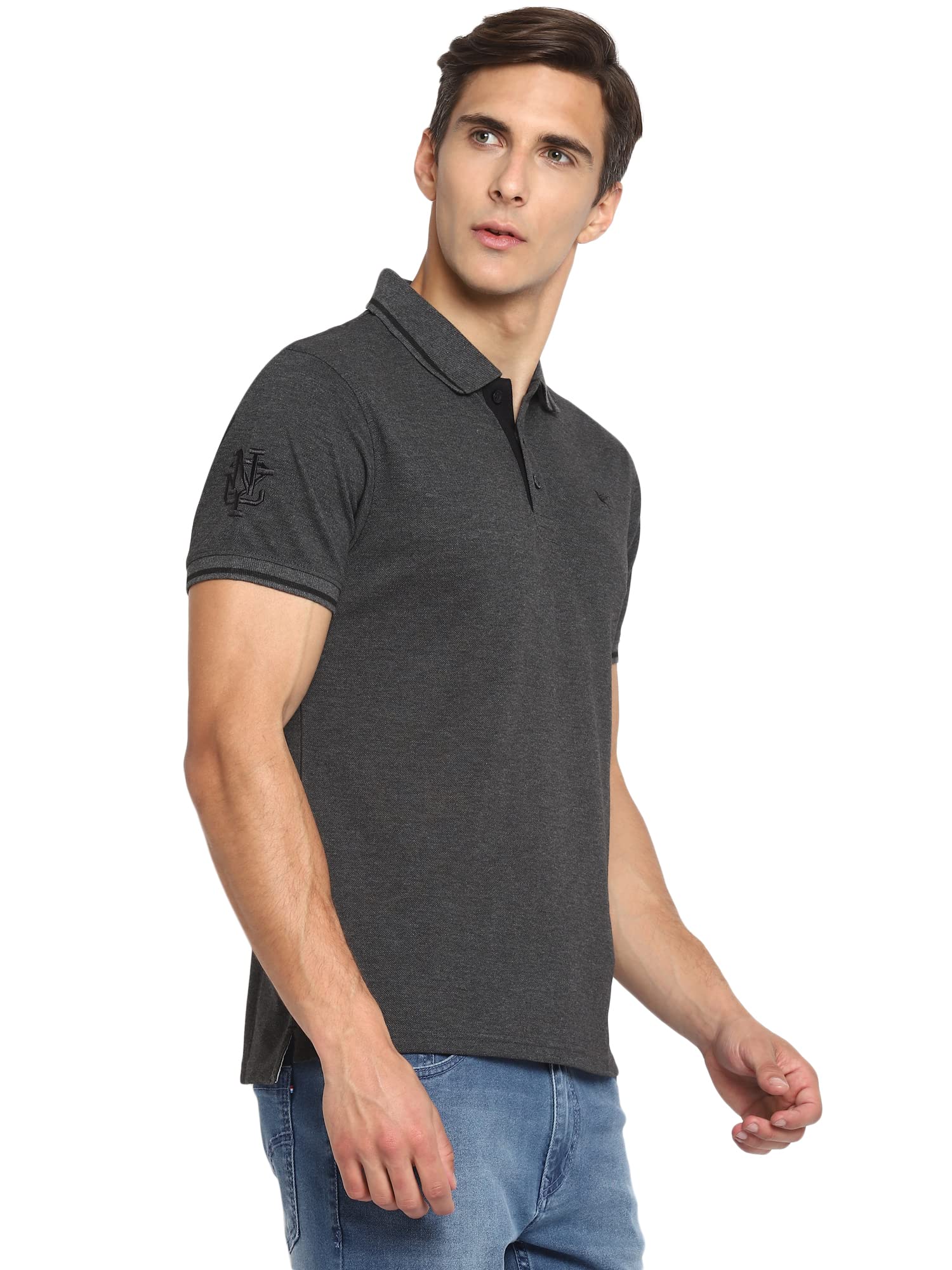 Deniklo Men's Regular fit Polo Shirt Color: Charcoal Melange Size: 3XL