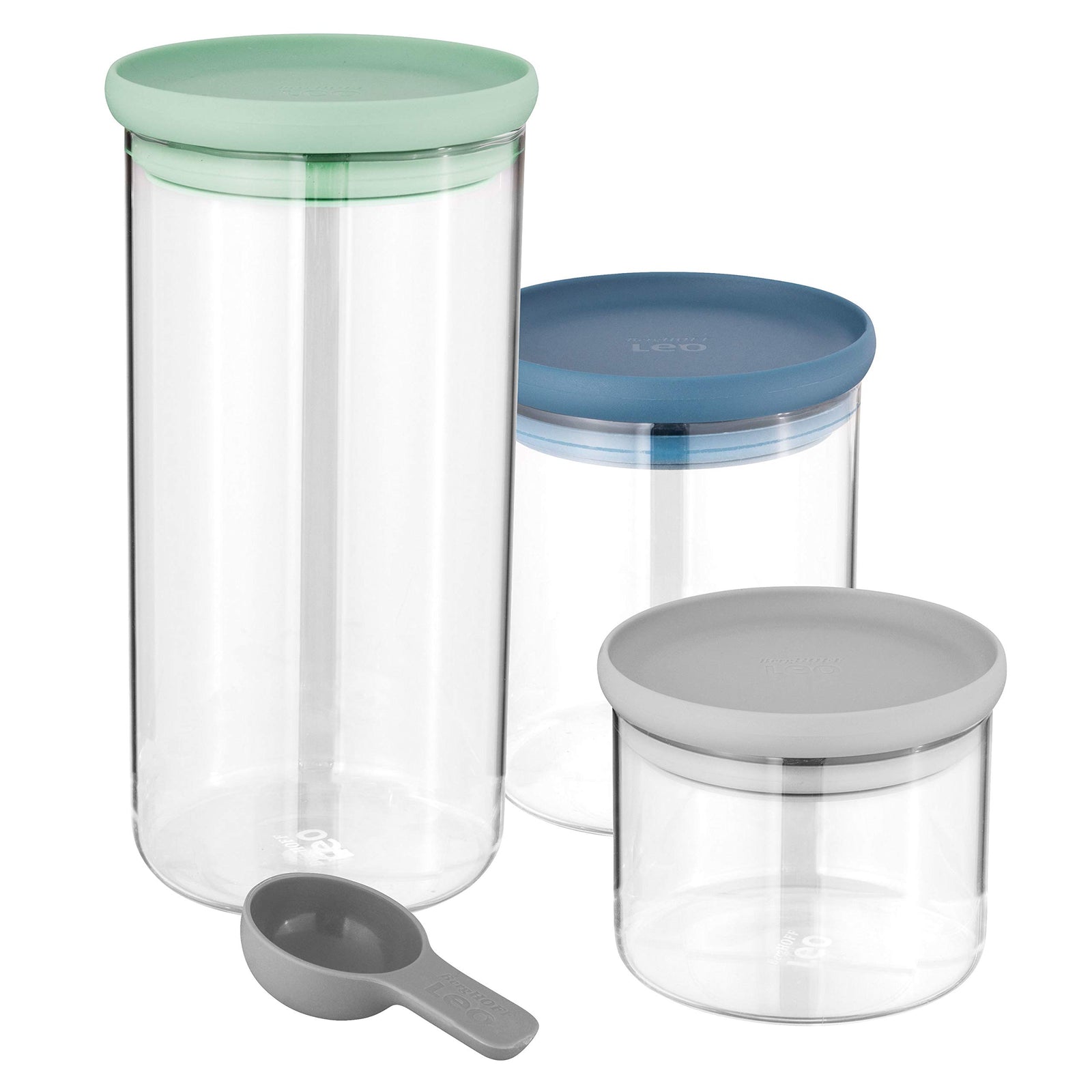 BergHOFF Leo 3 set Storage Container with Air Tight lid, Heat resistant glass, Polypropylene, Dishwasher safe, One Size