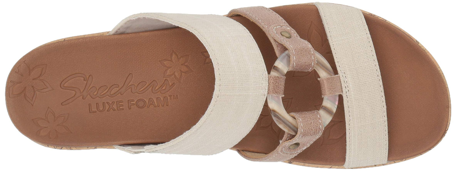 Skechers BEVERLEE - Multi-Strap O-Ring Slide Women's Wedge Sandal - Natural