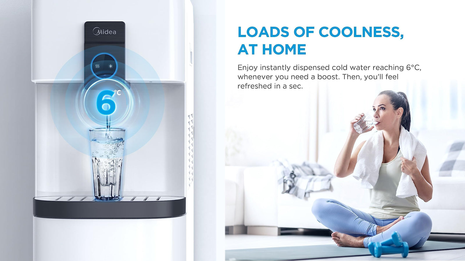 Midea Top Loading Water Dispenser with Bottom Refrigerator, Cold And Ambient Temperature, Cooler Fridge with Large Storage Space, Child Safety lock, Best for Home Kitchen Office & Pantry, YL2037SB