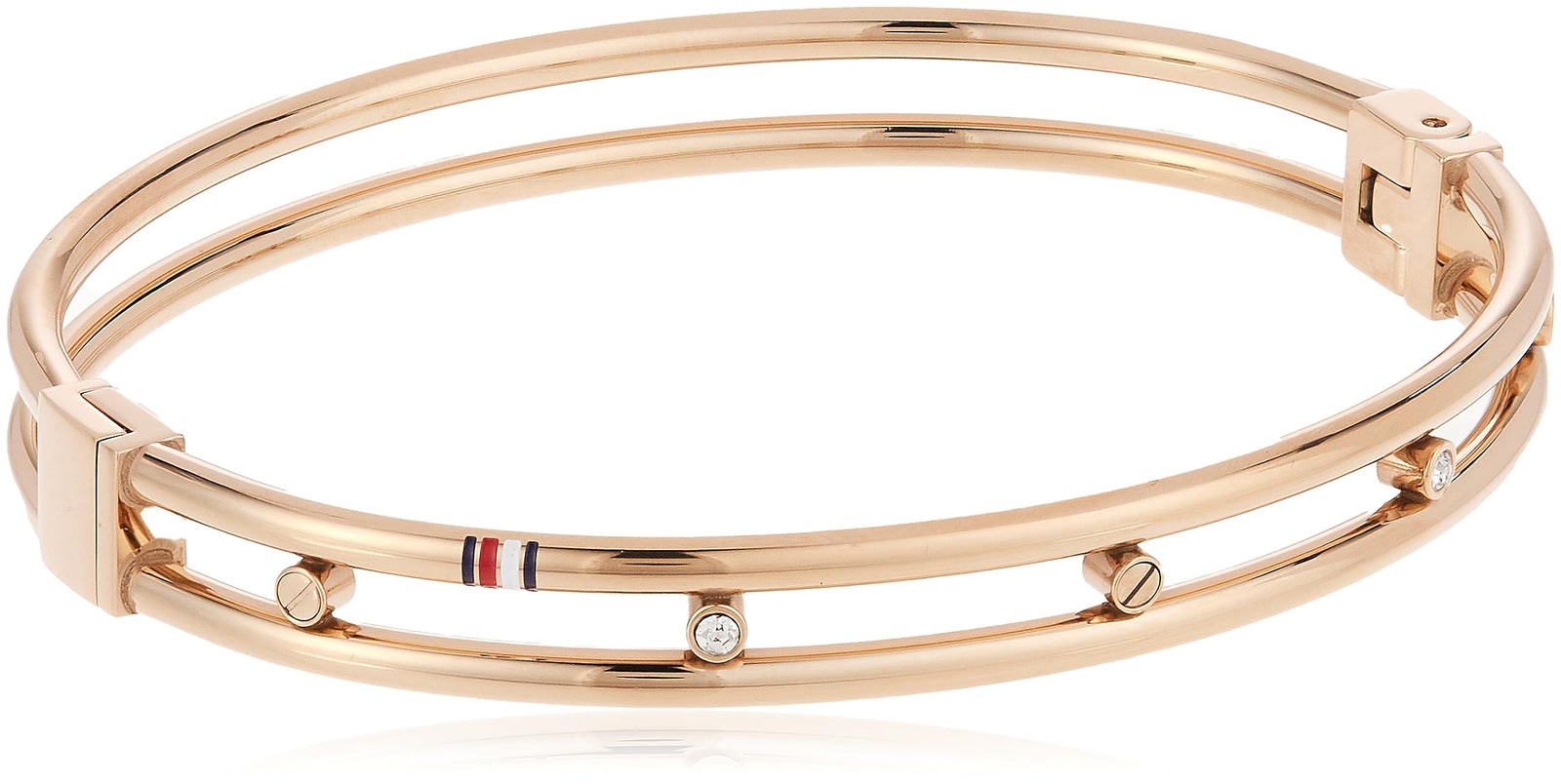 Tommy Hilfiger Jewelry Women Ionic Plated Carnation Gold Steel & Crystal Bangle Bracelets - 2780645