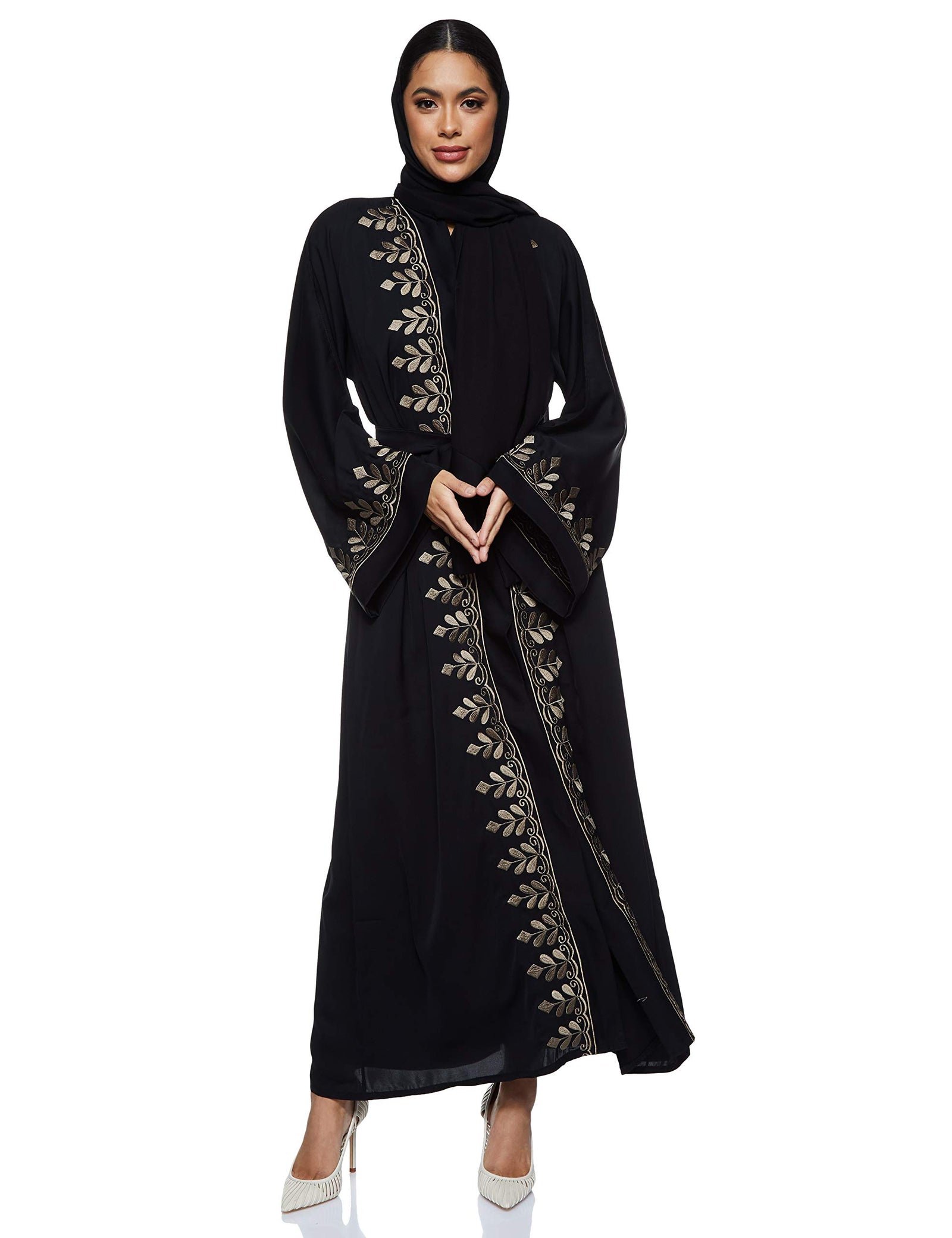 Nukhbaa womens On Shoulder Modern Abaya Aj377A Abaya (pack of 5)