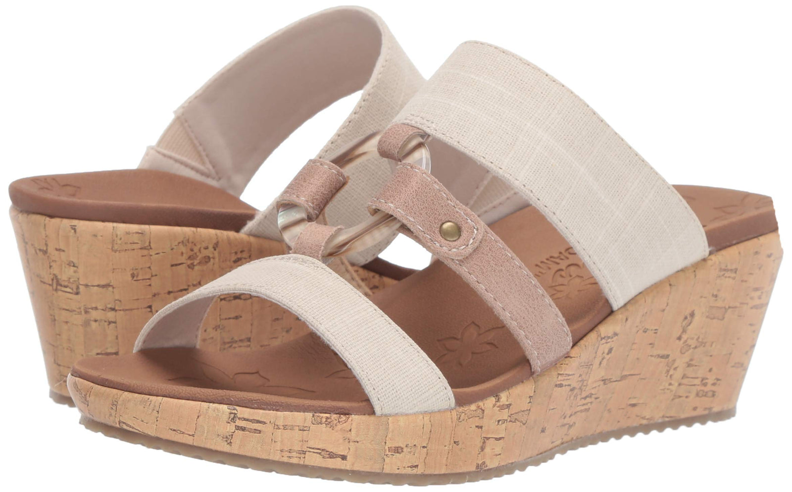 Skechers BEVERLEE - Multi-Strap O-Ring Slide Women's Wedge Sandal - Natural