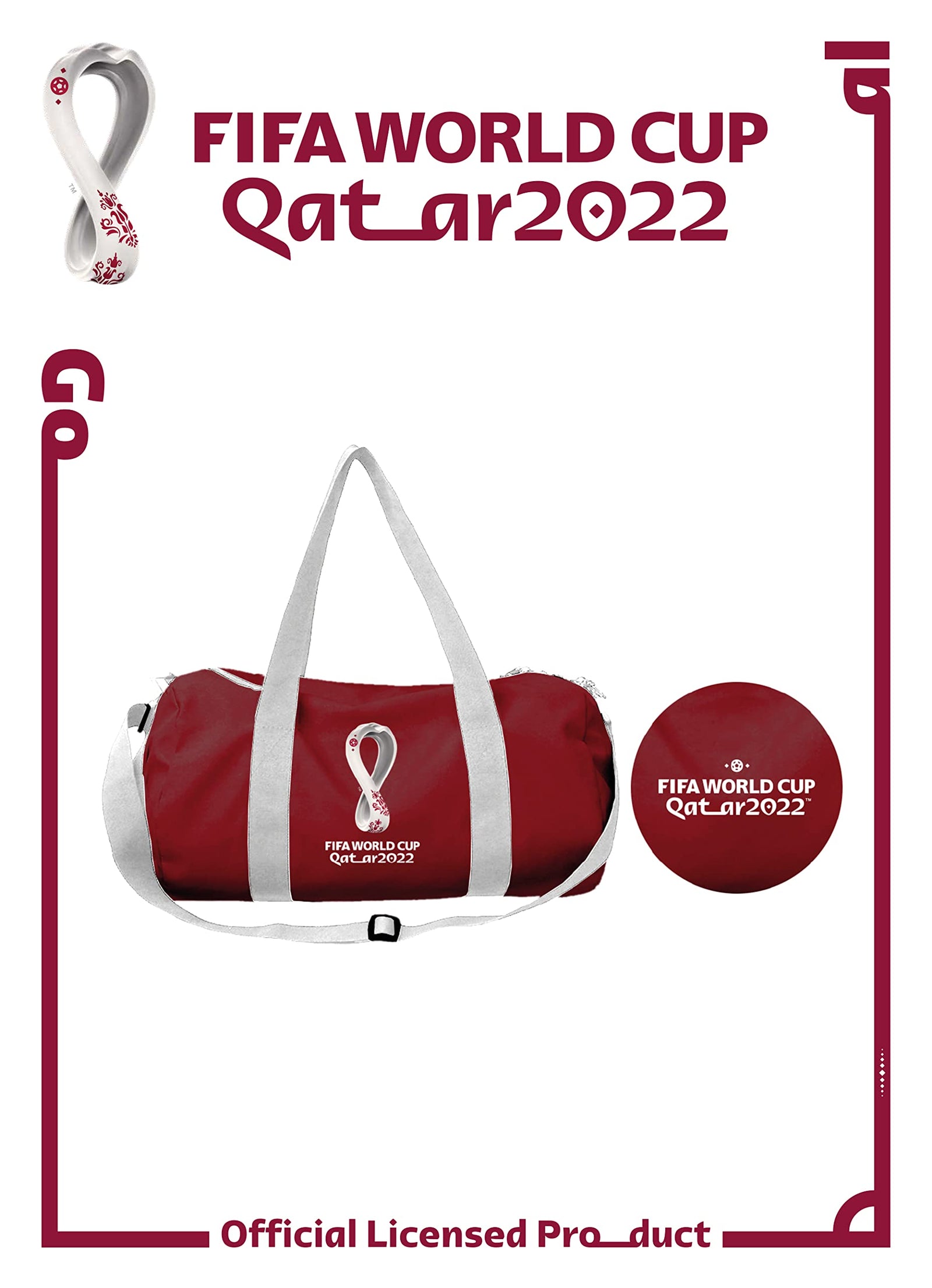 FIFA 700101 World Cup Qatar 2022 Unisex Sport Duffel Bag, Travel Bag – Maroon