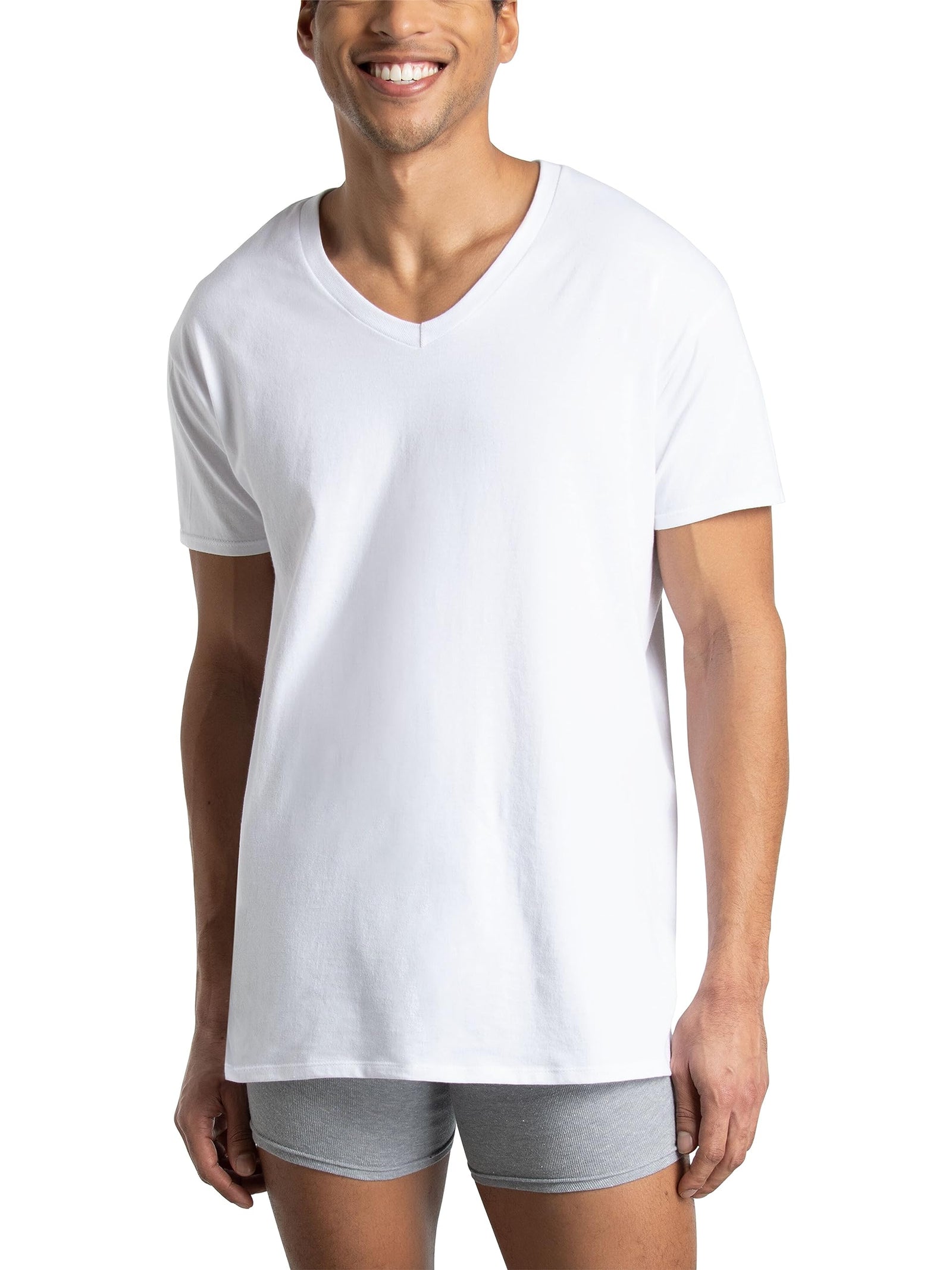 Fruit of the Loom Men's Stay Tucked V-Neck T-Shirt