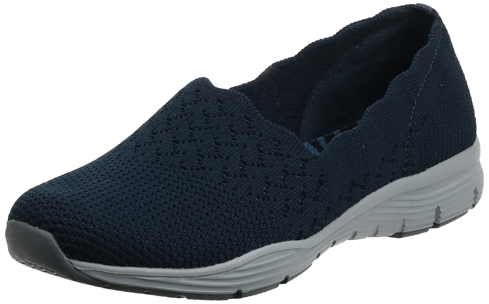 Skechers Women's Seager-STAT-Scalloped Collar Slip-On-Classic Fit Loafer - Navy