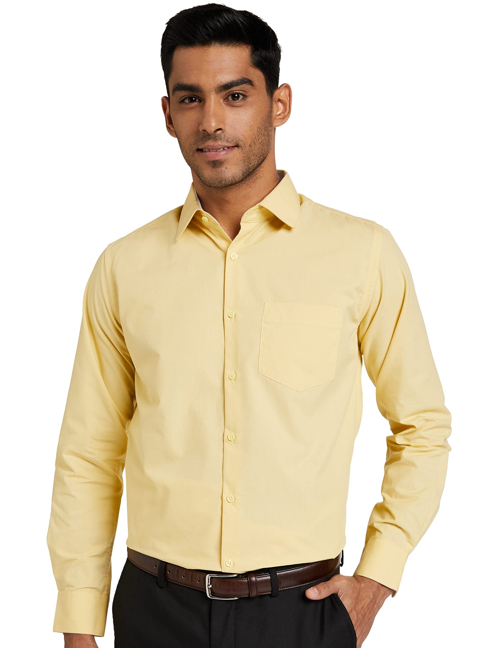 Diverse Men's Solid Regular Fit Formal Shirt Color: Yellow