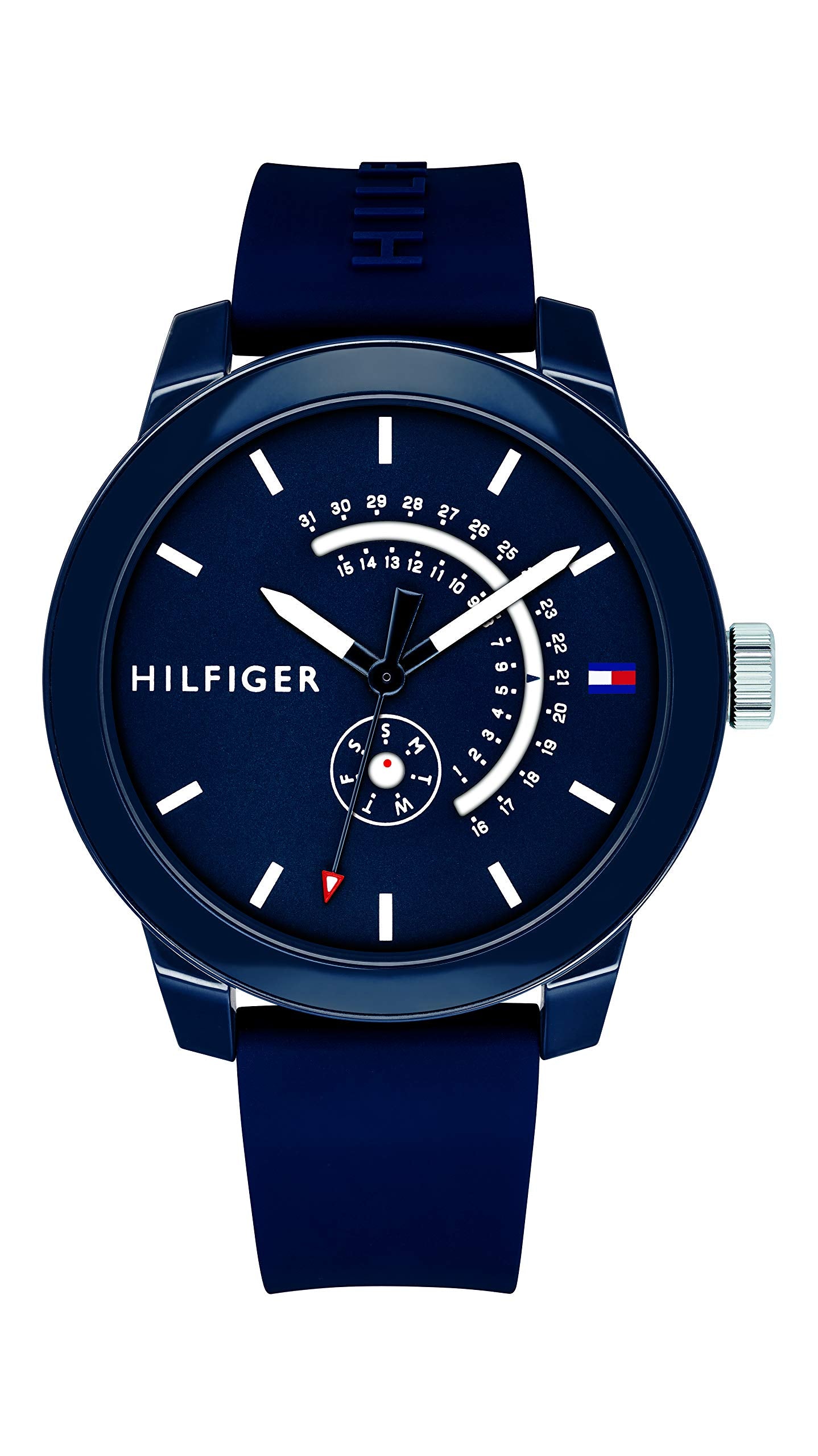 Tommy Hilfiger Men's Quartz Watch with Silicone Strap, Blue, 18.6 (Model: 1791482)