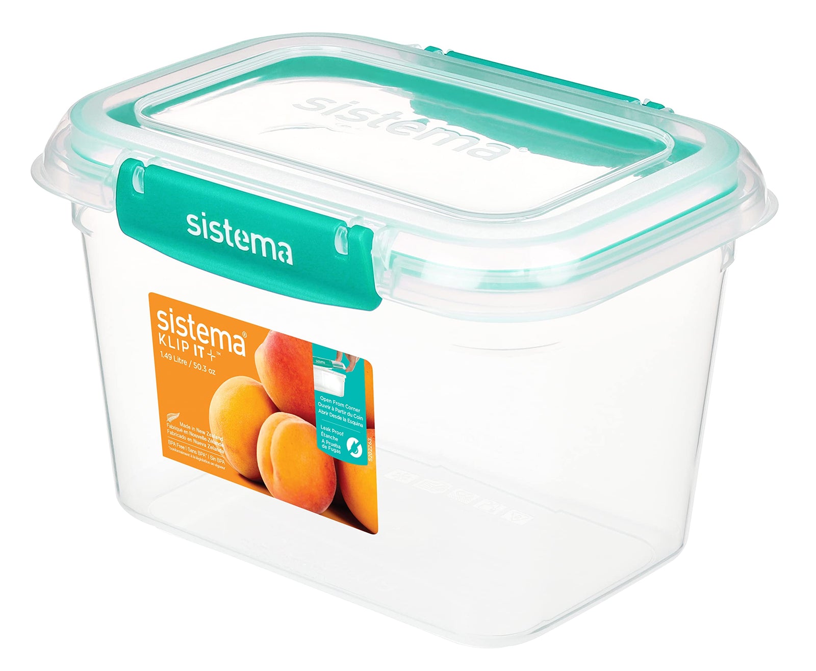 Sistema Klip IT Plus Reactangle Food Storage Box, Minty Teal