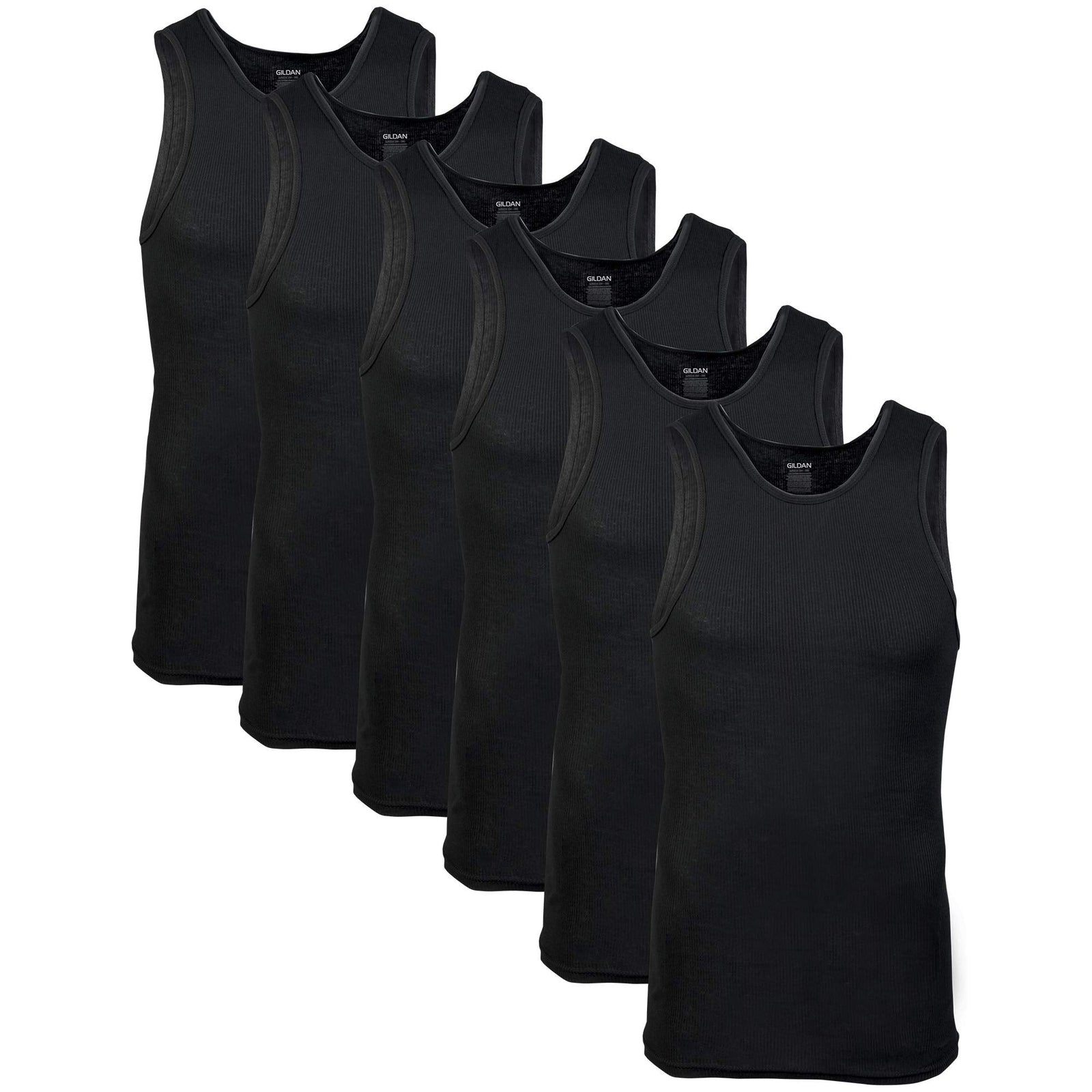 Gildan Men's A-Shirt Tanks, Multipack, Style G1104 Color: Black Size: XL