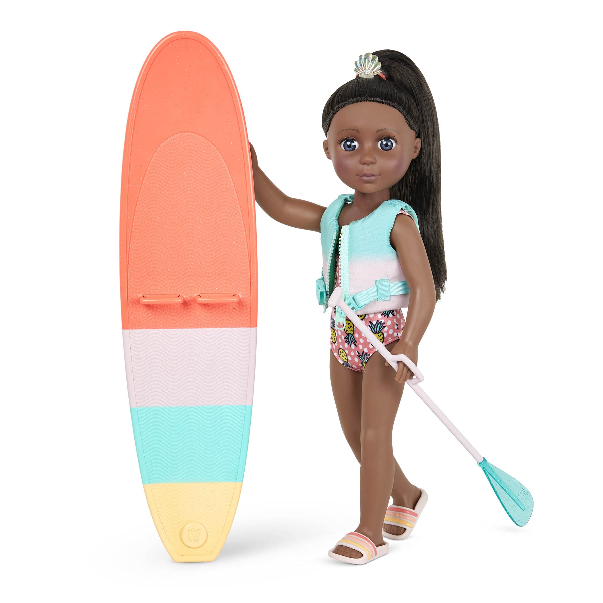 14" DOLL W/PADDLE BOARD, MALU AA