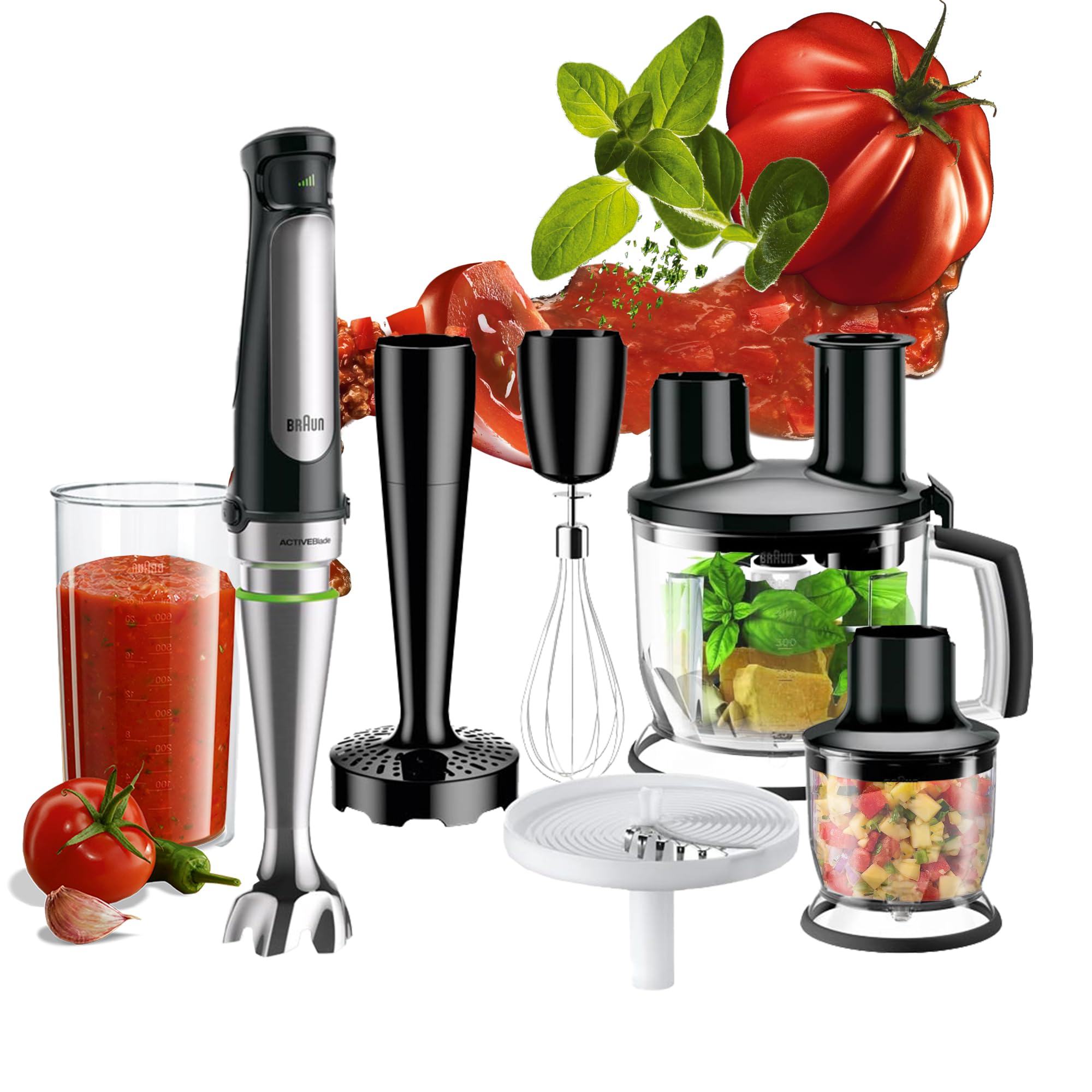 Braun MultiQuick 7 Hand Blender MQ 7087X - 1000W with 600ml BPA-Free Beaker, 1.5L Food Processor, 350ml Chopper, Puree/Masher, Whisk, Easy SmartSpeed, SplashControl & PowerBell Plus Technology - Black