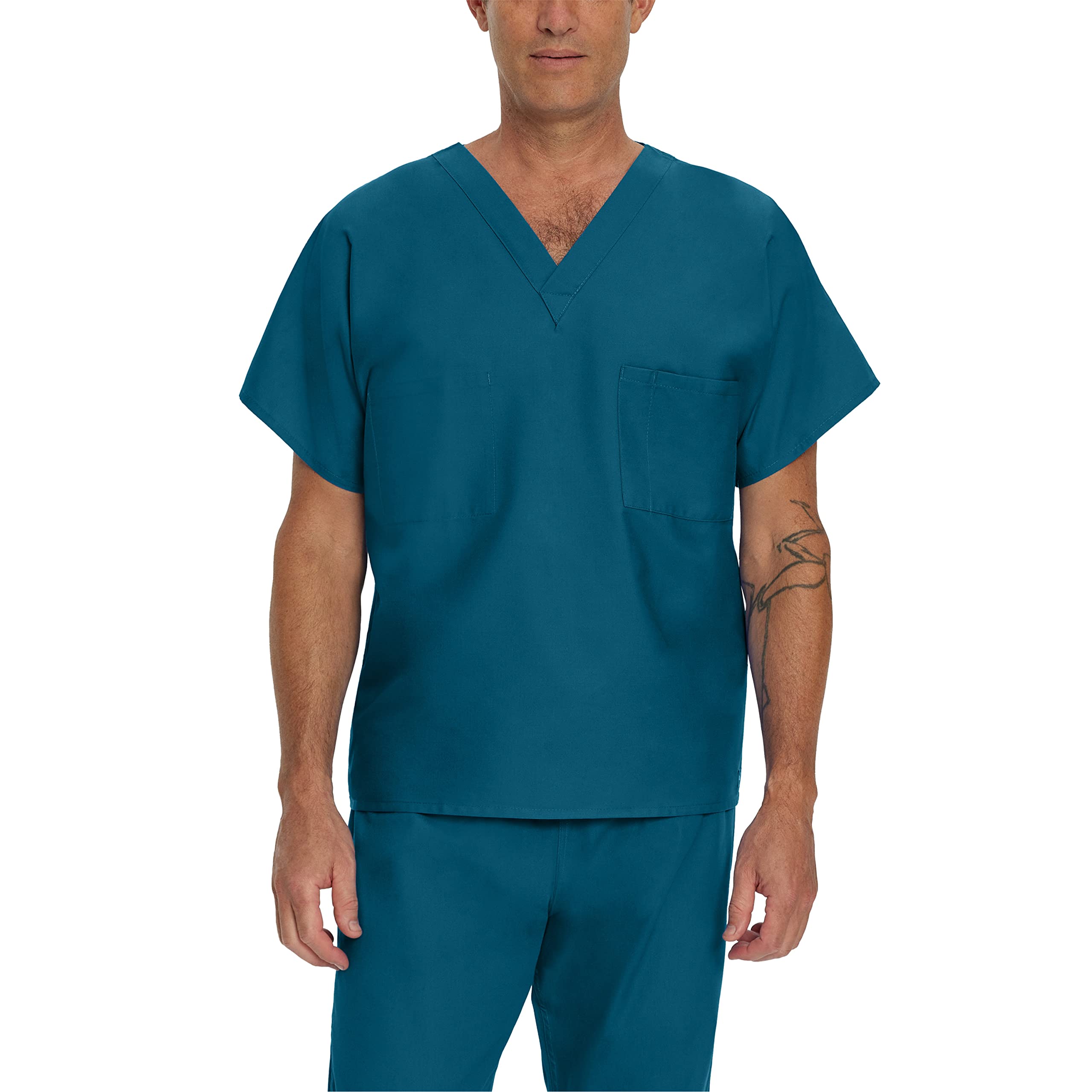 Landau Essentials Unisex Relaxed Fit 1-Pocket V-Neck Scrub Top 7502, S Tall  Landau   