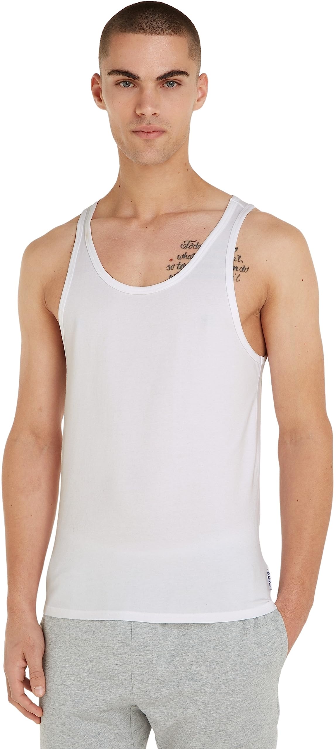 Calvin Klein Men's 2P Tank Boxer Short , WHITE , M