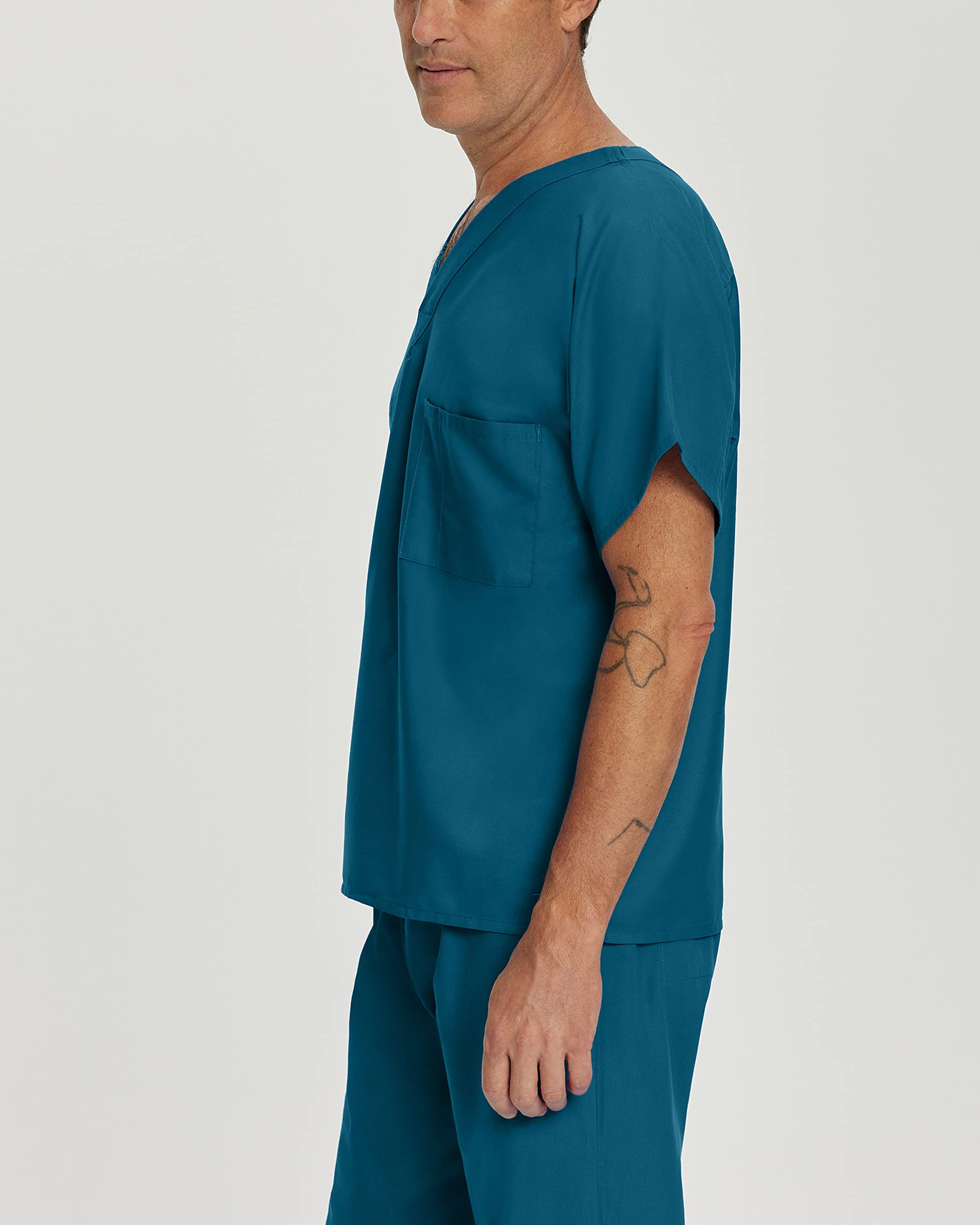 Landau Essentials Unisex Relaxed Fit 1-Pocket V-Neck Scrub Top 7502, S Tall  Landau   