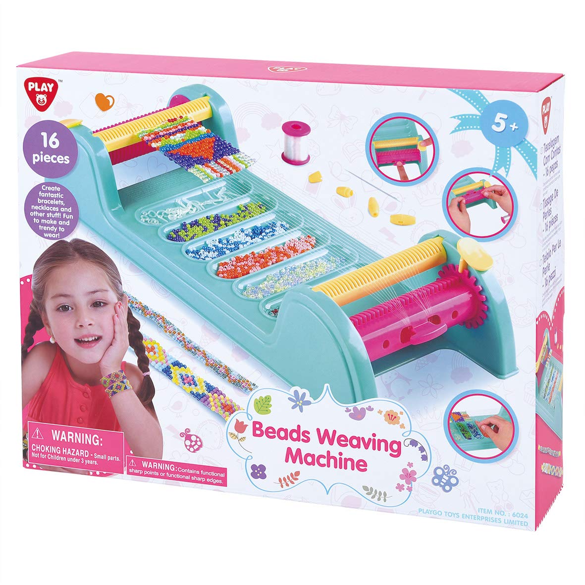 PlayGo Beads Weaving Machine, Multi-Colour (16 Pieces)