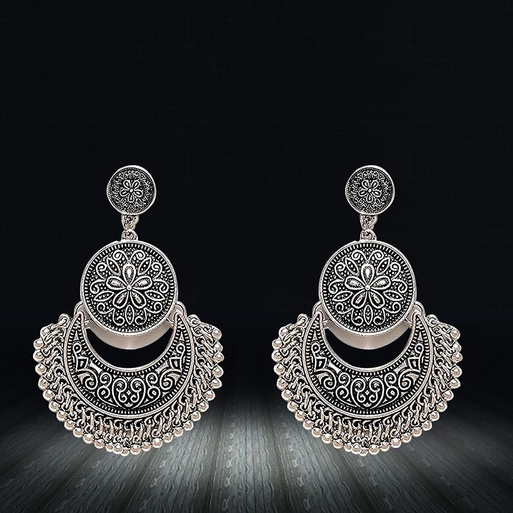 YouBella Jewellery Summer Special Stylish Oxidised Afghani Tribal Fancy Party Wear Earrings for Girls and Women