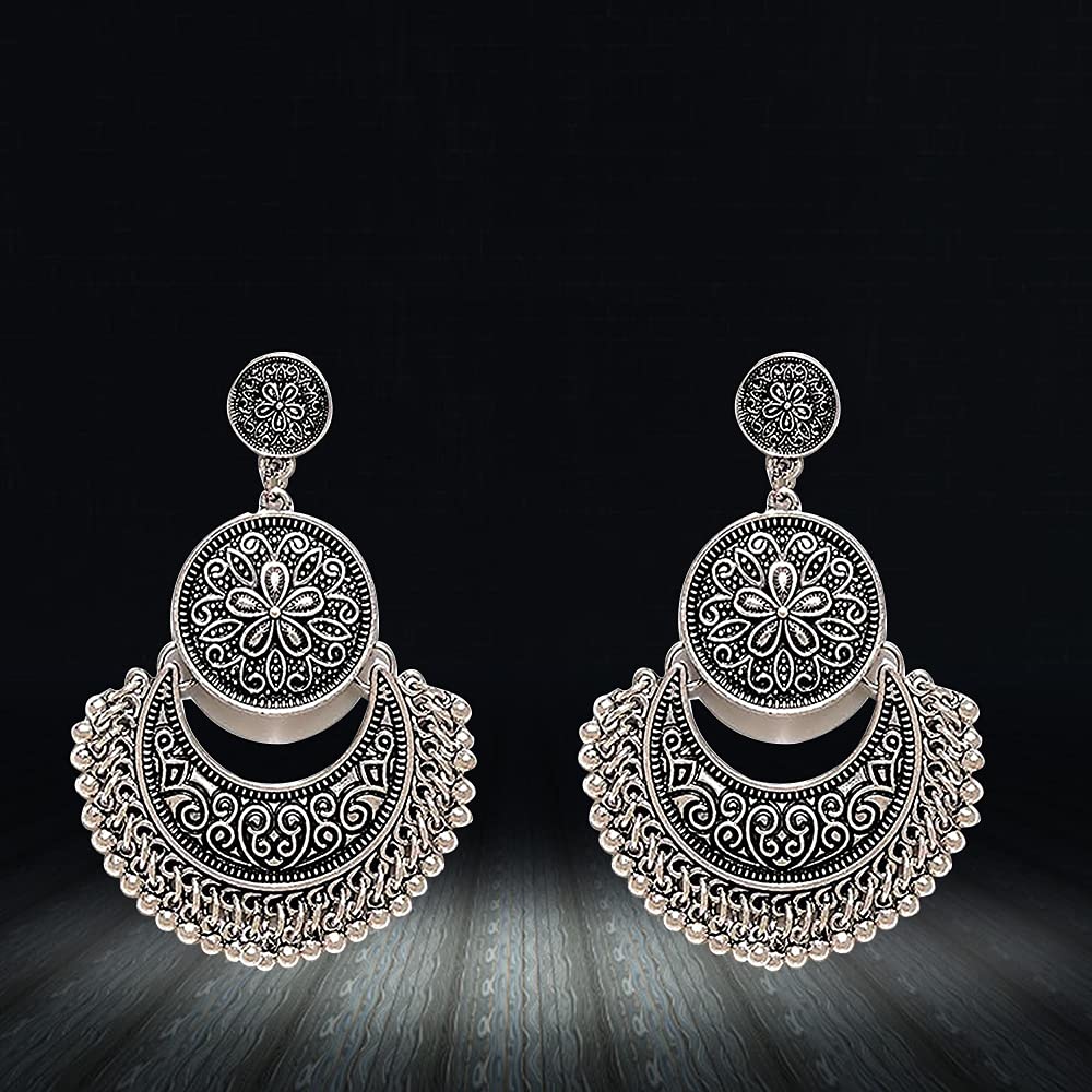 YouBella Jewellery Summer Special Stylish Oxidised Afghani Tribal Fancy Party Wear Earrings for Girls and Women