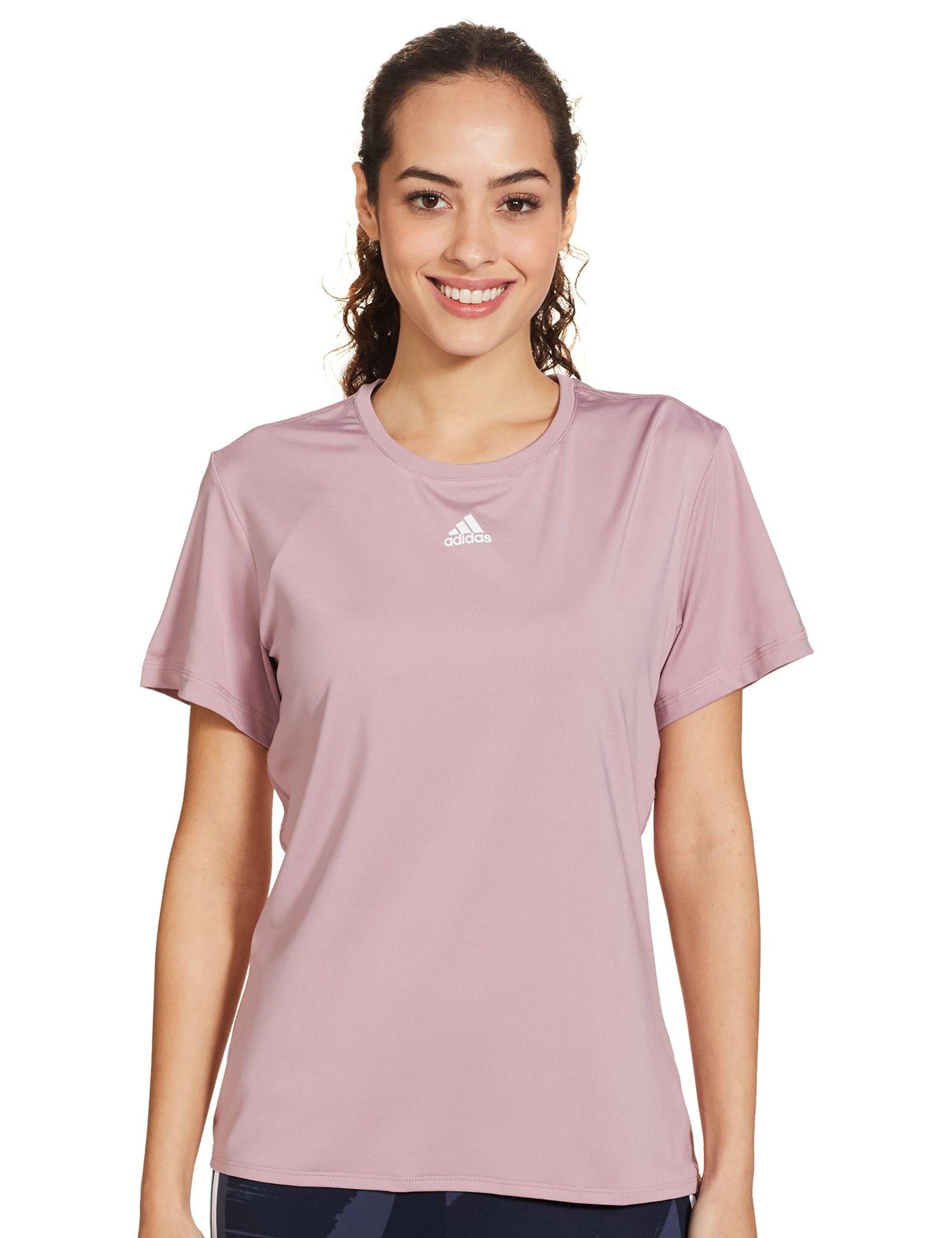 Adidas Women's Wtr Aeroready T T Shirt (Hg0253-L, Magic Mauve/White, L)