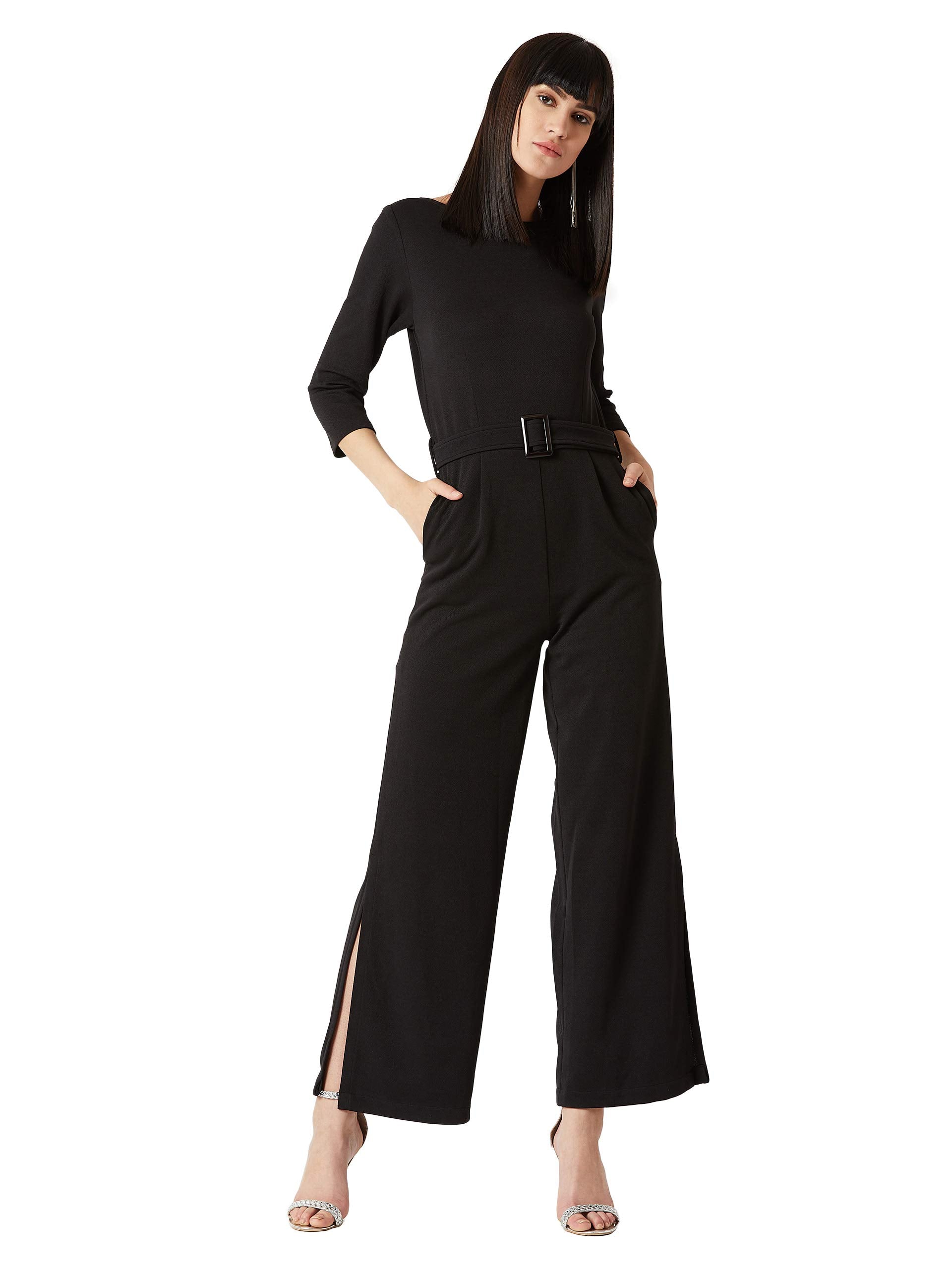 Miss Olive Women's Regular Fit Shirt Style Solid Jumpsuit