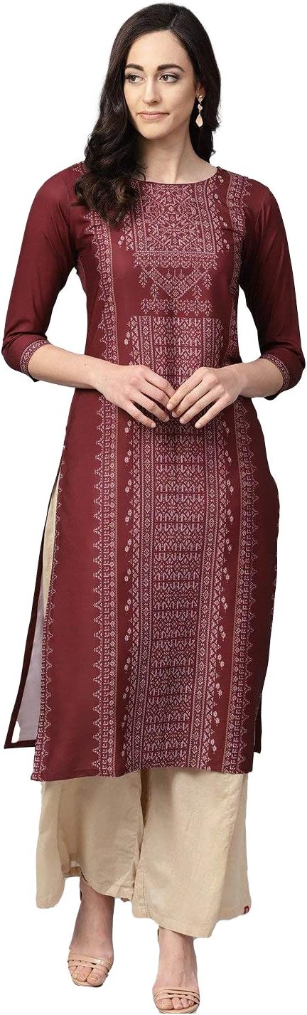 Vaamsi Women's VPK1651 Polyester Crepe A-Line Kurta