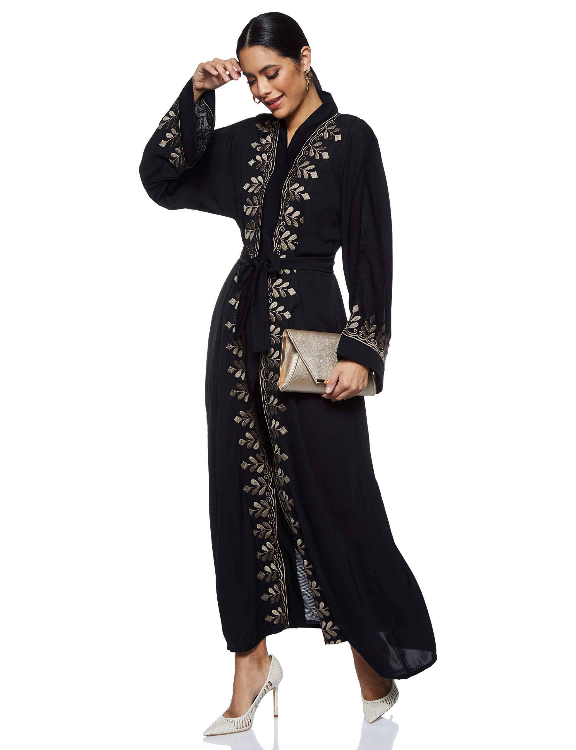 Nukhbaa womens On Shoulder Modern Abaya Aj377A Abaya (pack of 5)