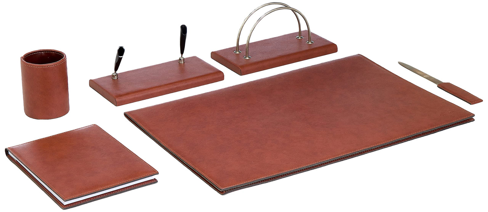 ORNA Desk Set, Leather, Brown, 6 PCS, 22028MU2300, ITALY