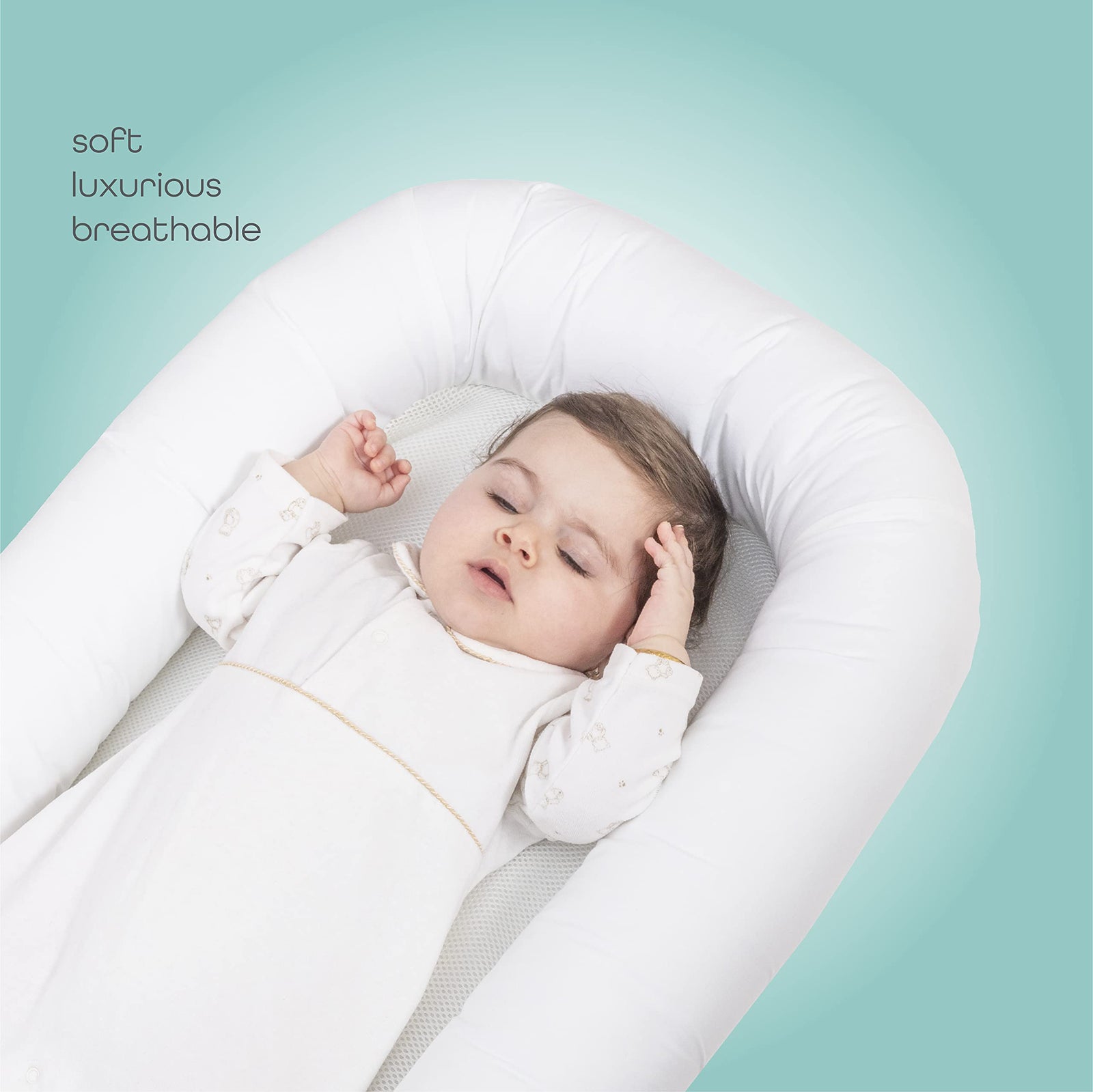 Moon Baby Lounger Baby Nest Co-Sleeping For Baby, Ultra Soft Cotton & Breathable Anti Dustmite Portable Adjustable Newborn Lounger Crib Bassinet | Newborn Shower Gift Essential| Baby Nest