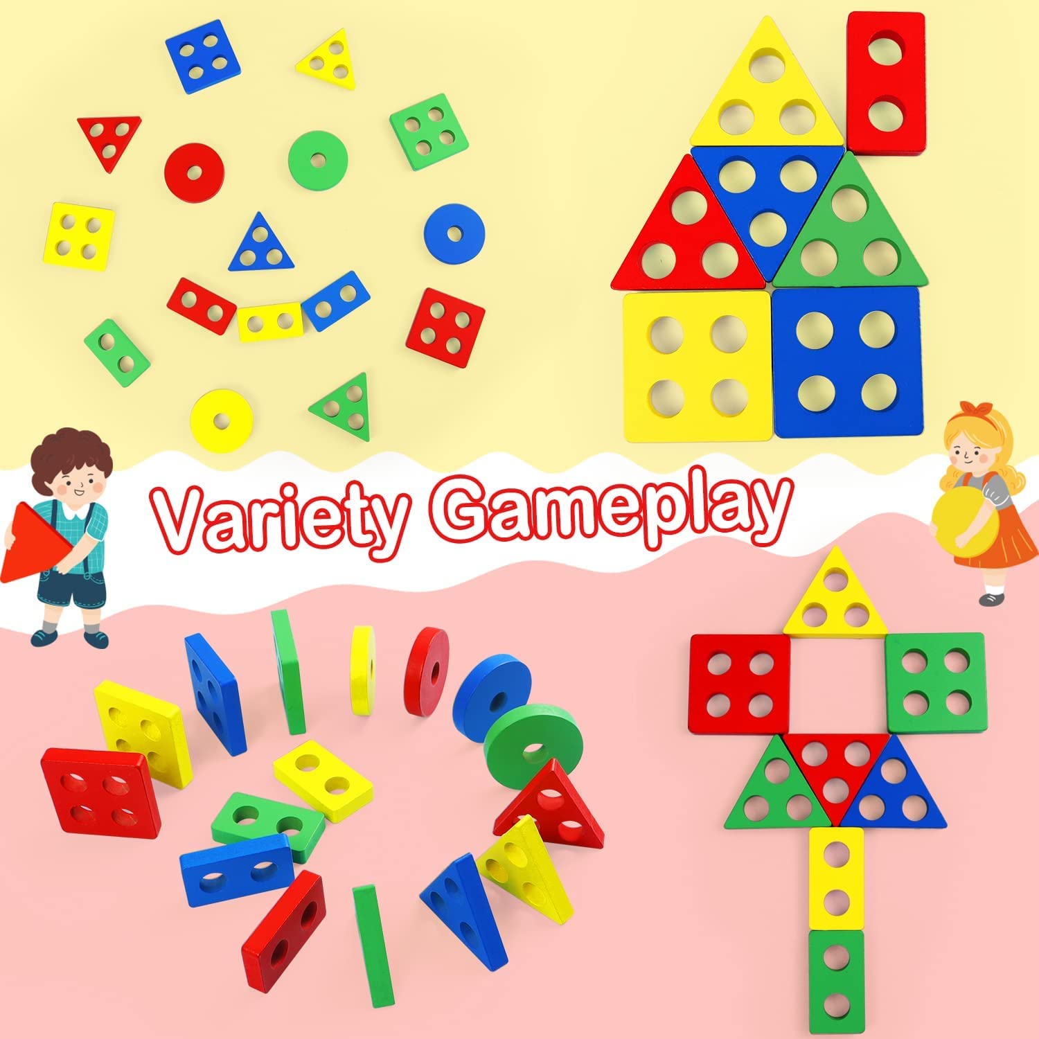 YelaJoy Wooden Stacking Montessori Toys