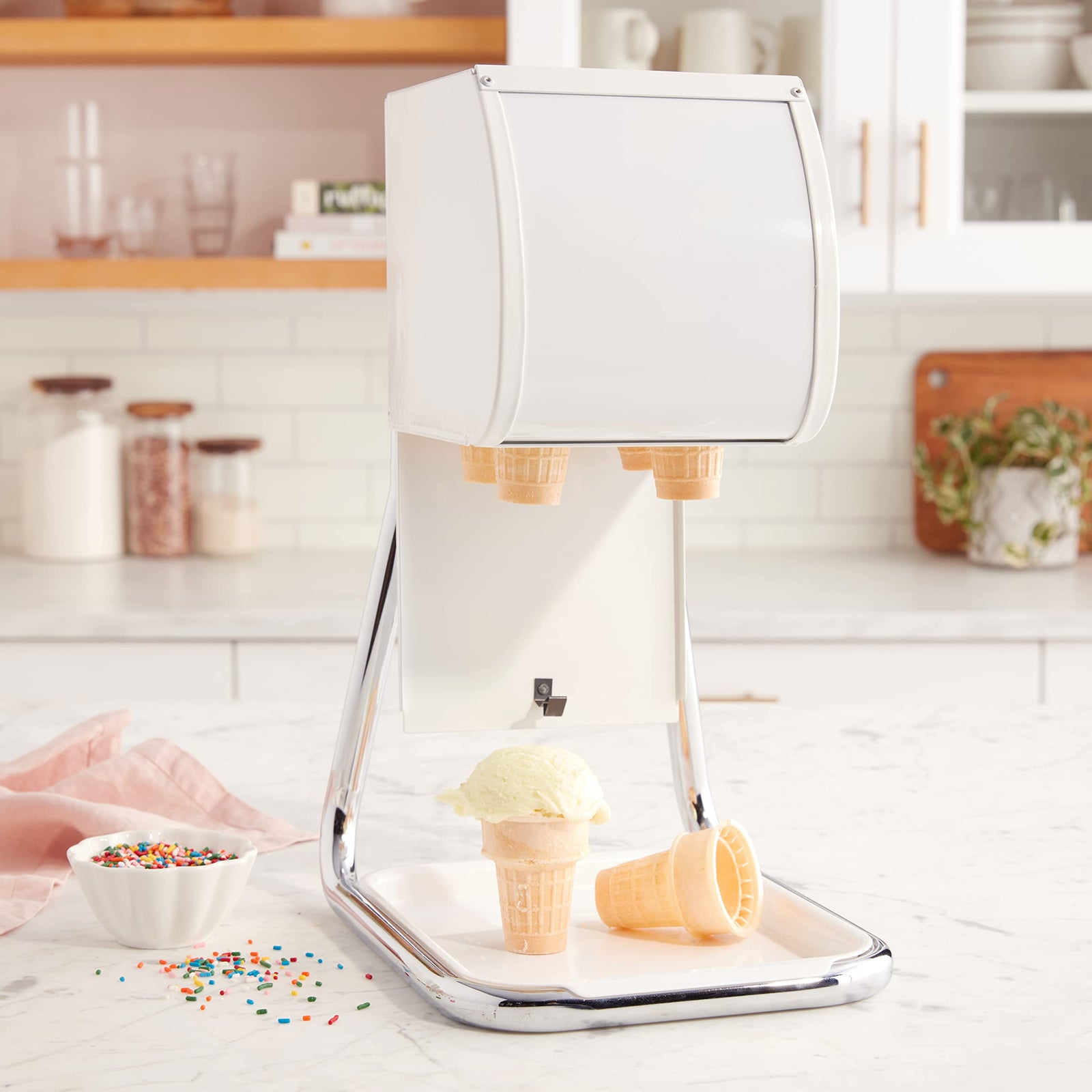 Dispense-Rite BCDS-BFL Countertop Boxed Ice Cream Cone Dispenser, White