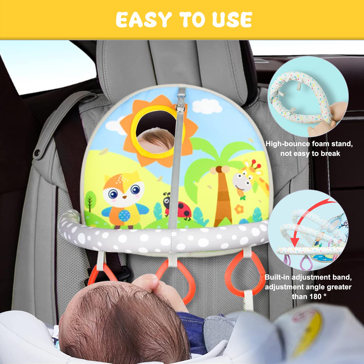 Occuwzz Baby Gym with 4 Hanging Toys Foldable Baby Play Gym Frame Activity Gym Hanging Bar Newborn Gift Baby Girl and Boy Gym，Baby Toys for Perfect 0-1.5 Years Baby Shower (Grey)